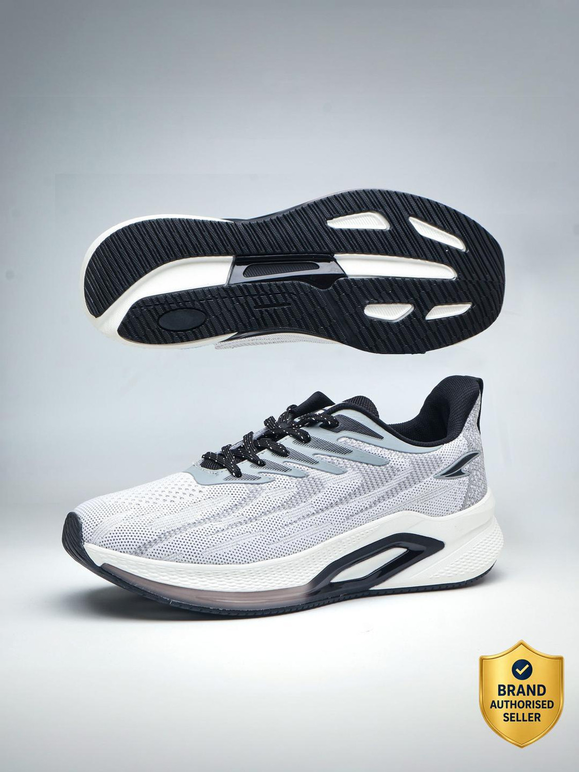 Asian Powerplay-31 Men's Running Shoes (White, Grey, 12) - Image 1