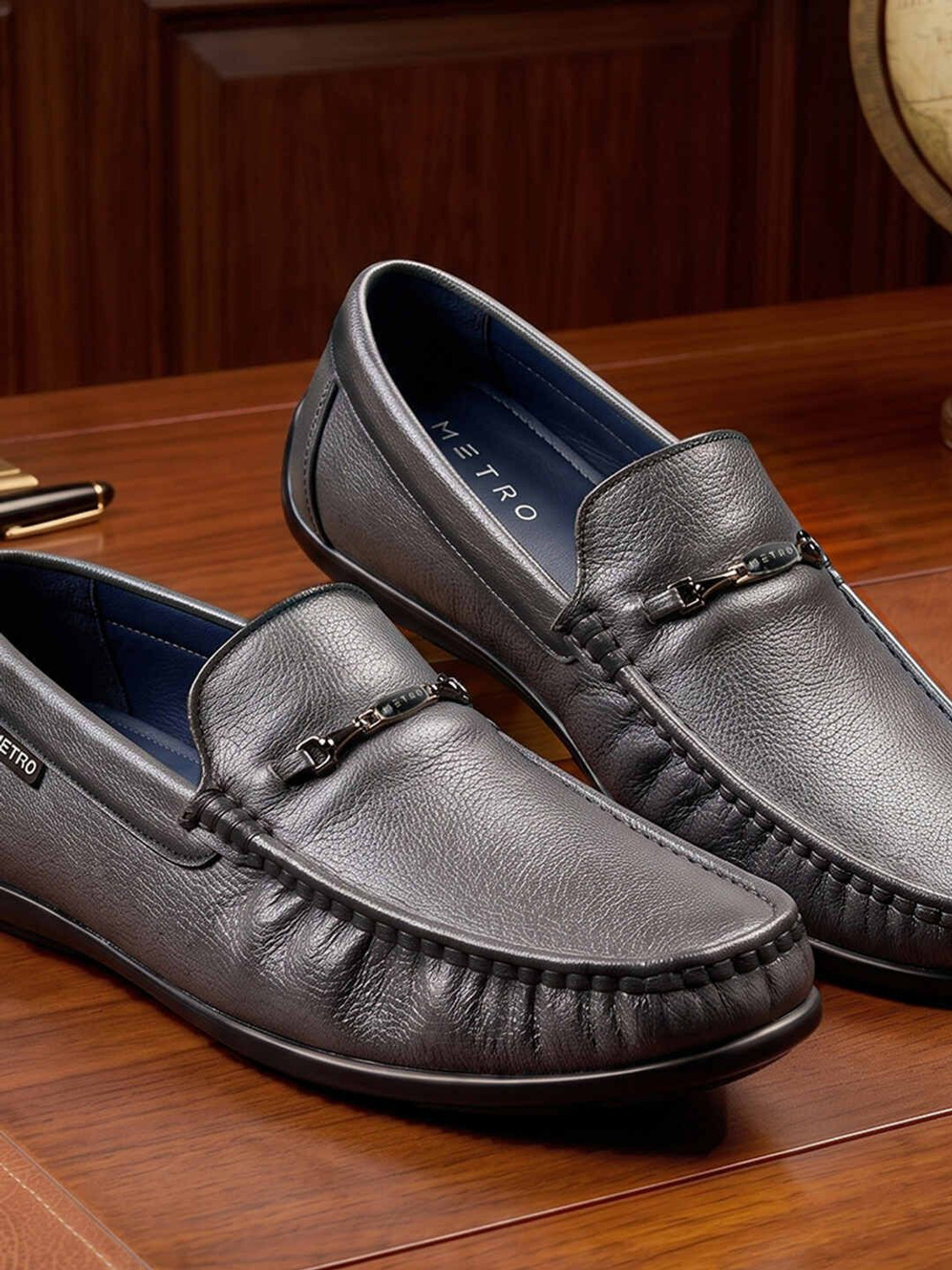 METRO 71-511 Loafers for Men (Grey, Size 6) - Image 1