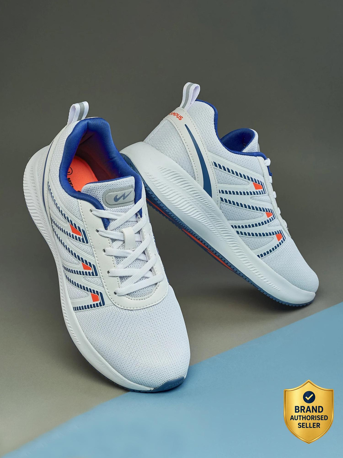 CAMPUS WENDIGO Men's Sports Shoes | Memory Insole & Ultra-Soft Mesh Upper | Lace-Up Running Shoes For Men (White , 6) - Image 1