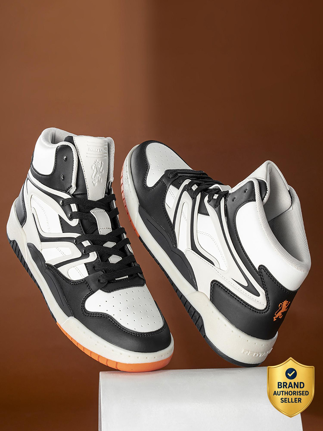 RED TAPE Casual Sneaker Shoes for Men | Elegantly Rounded Front, Soothing Insole Sneakers For Men (White, Orange , 6) - Image 1