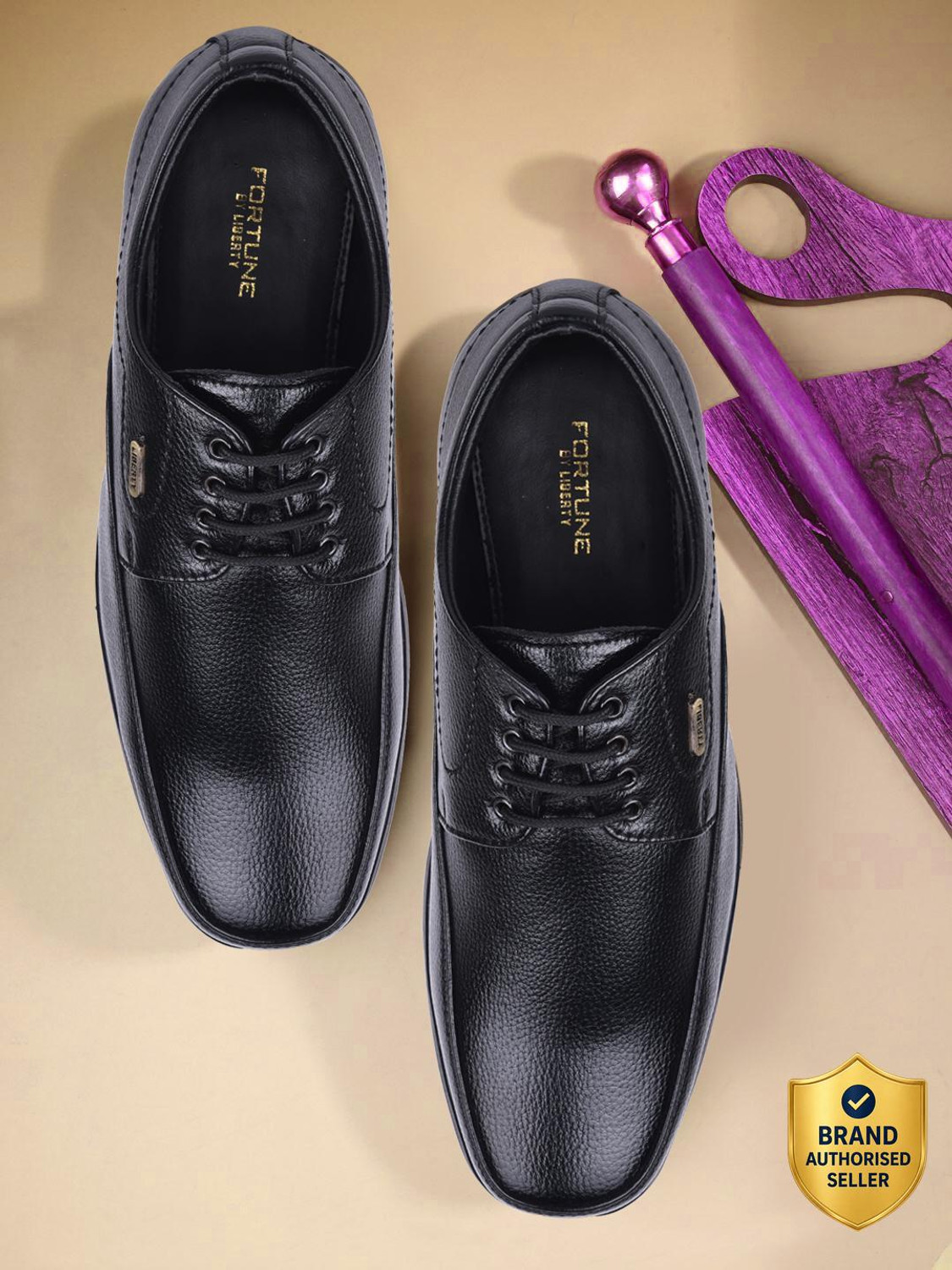 LIBERTY Fortune HOL-131E Formal Slip-on Shoes With PU Upper | PVC Sole Lacing Derby For Men (Black , 9) - Image 1