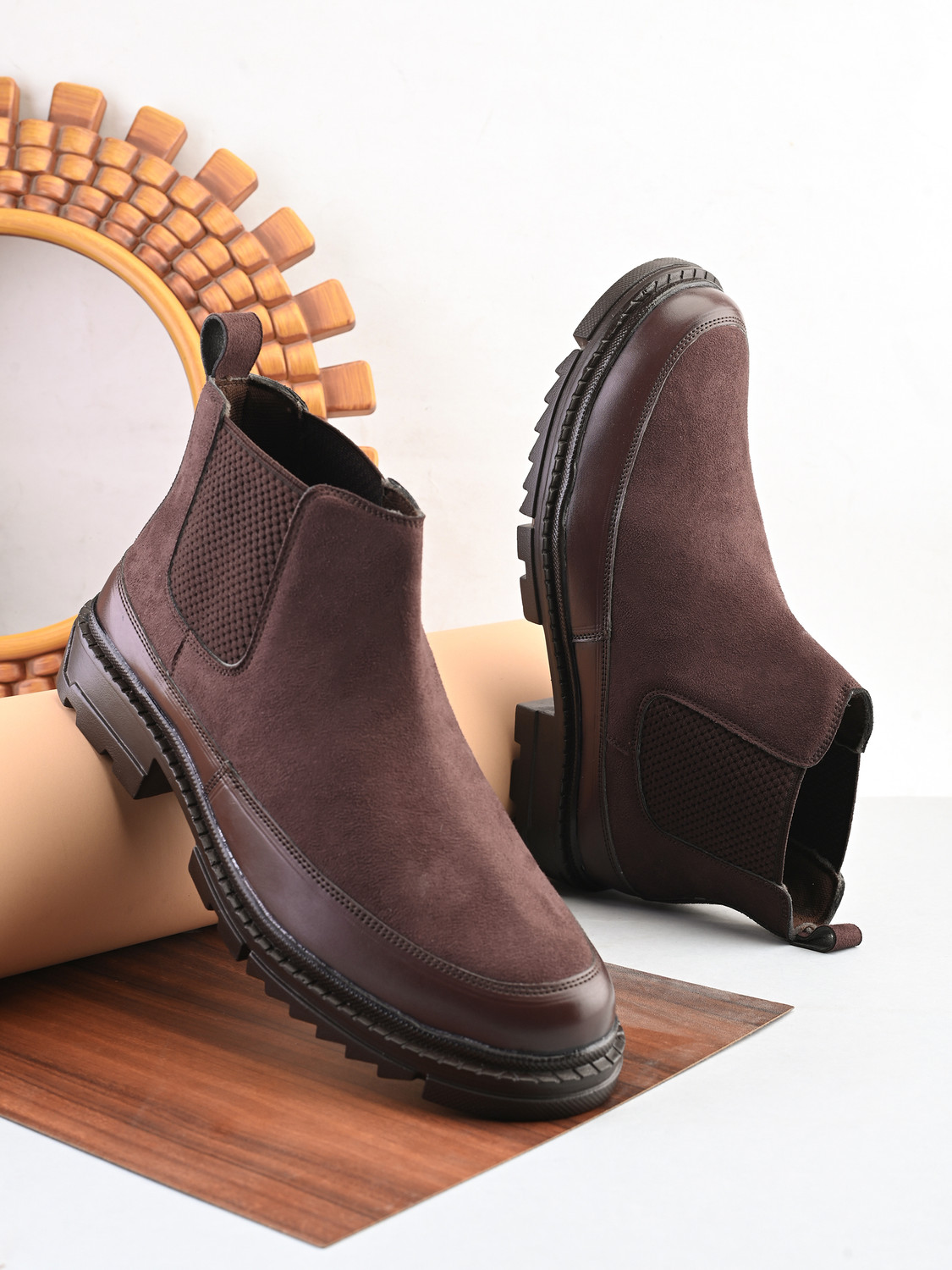 Glitchez Men's Chelsea Ankle Boots Brown 10 - Image 1