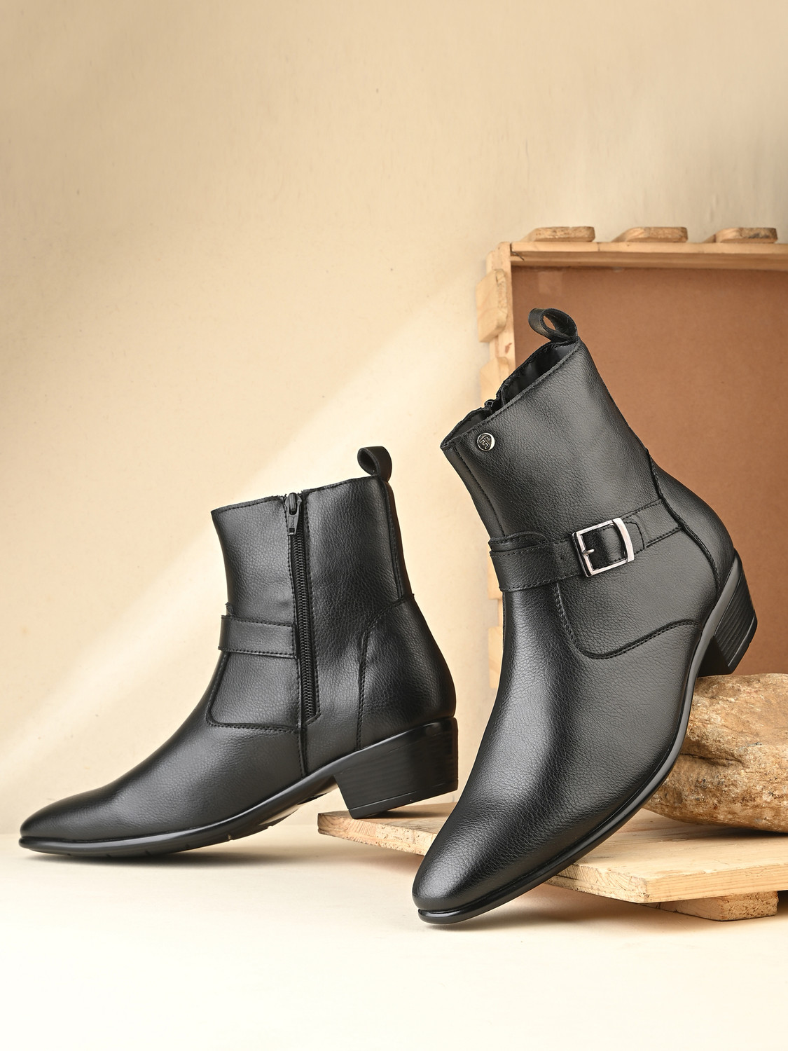 EL PASO Trendy Ankle-Length Boots for Men | Stylish Casual & Semi-Formal Footwear Boots For Men (Black , 7) - Image 1