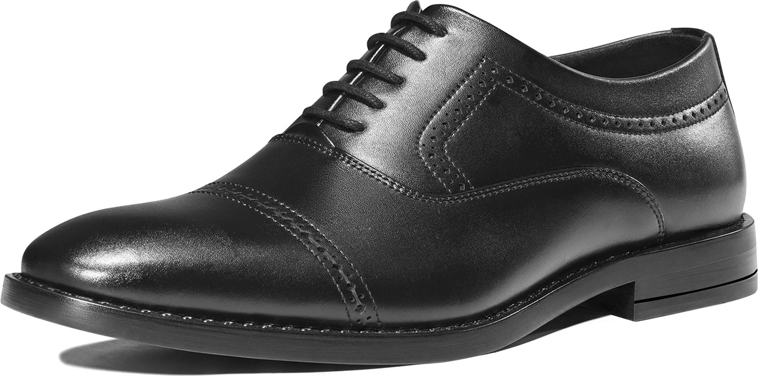LOUIS STITCH Menâs Jet Black Formal Lace-Up Oxford Shoes Oxford For Men (Black , 8) - Image 1