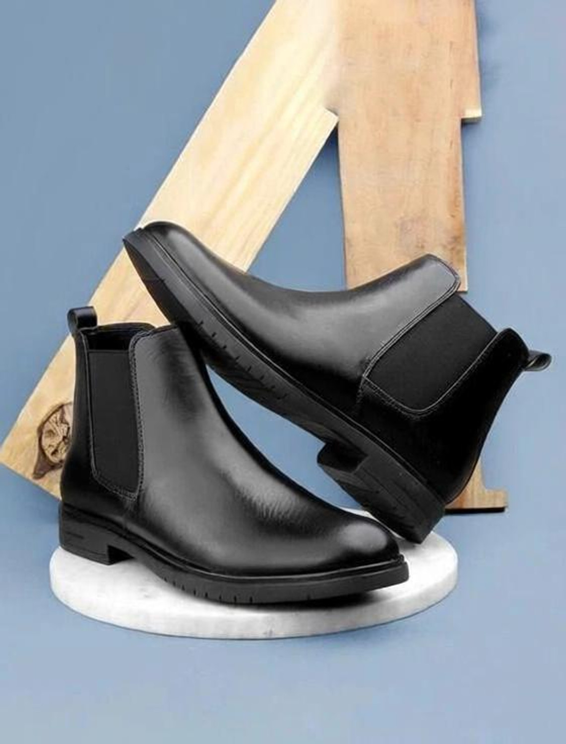 Big Liner Premium Handmade Chelsea Boots for Men (Black, 7) - Image 1