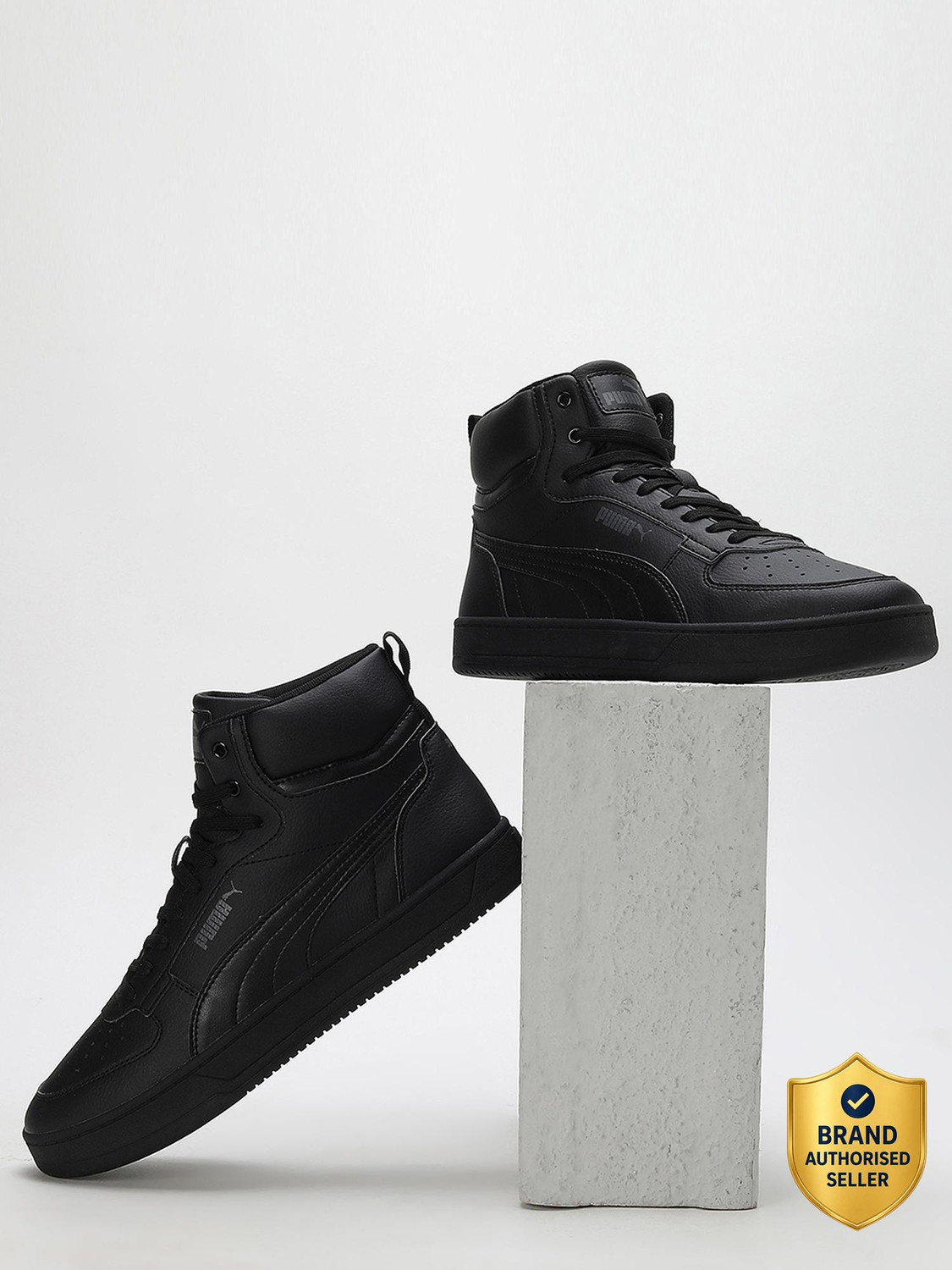 PUMA Caven 2.0 Mid Sneakers For Men (Black , 8) - Image 1