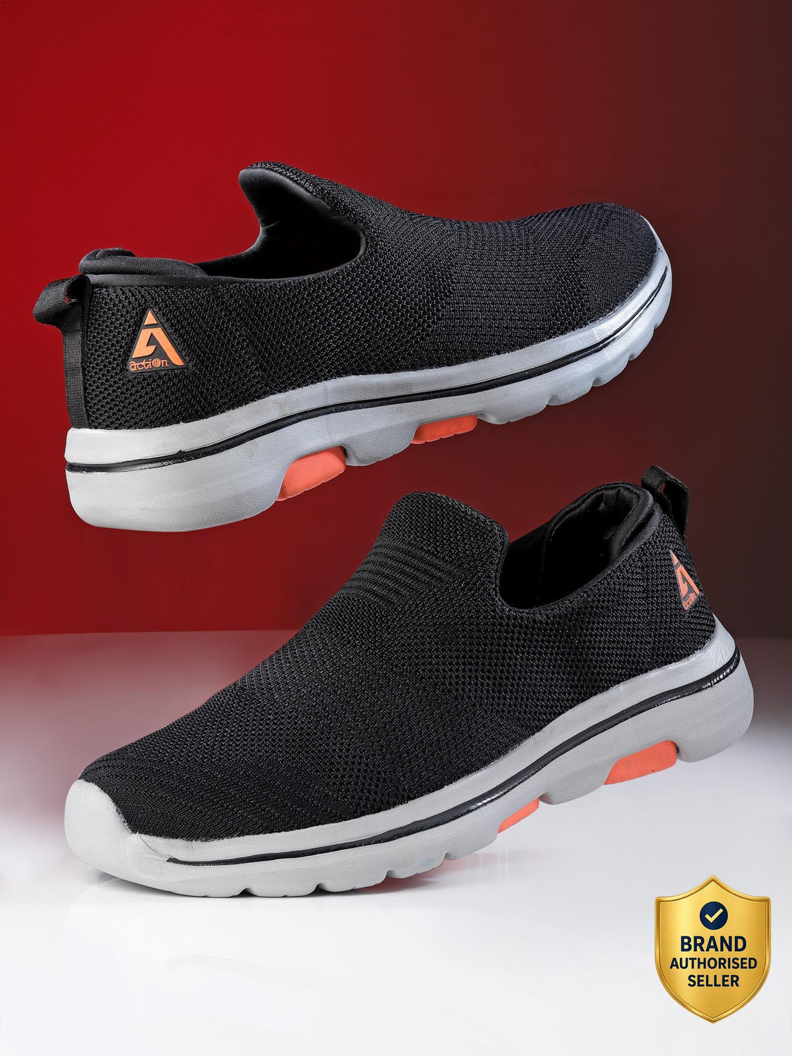 action Athleo ATG-487 Comfortable Lightweight Breathable Durable Sports Slip-On Running Shoes For Men (Black , 10) - Image 1