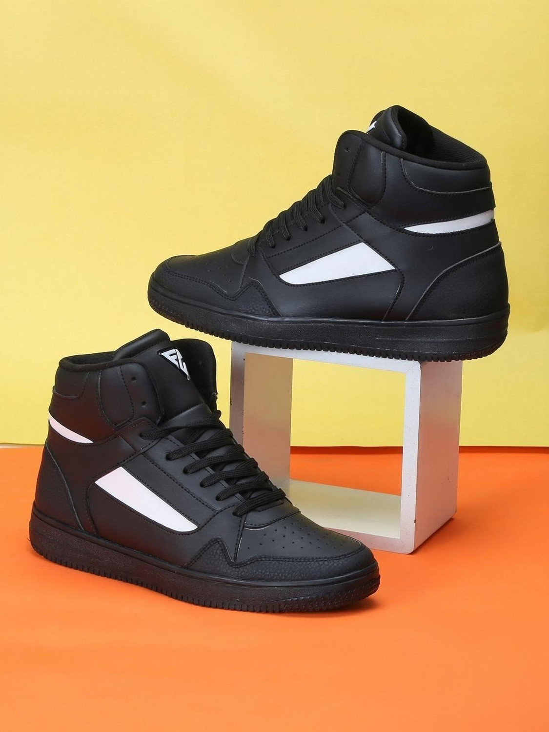 Field Care Faster Casual Sports Gym Training Hip-Hop Hi-Top Comfort Stylish Shoes Sneakers For Men (Black, White , 6) - Image 1