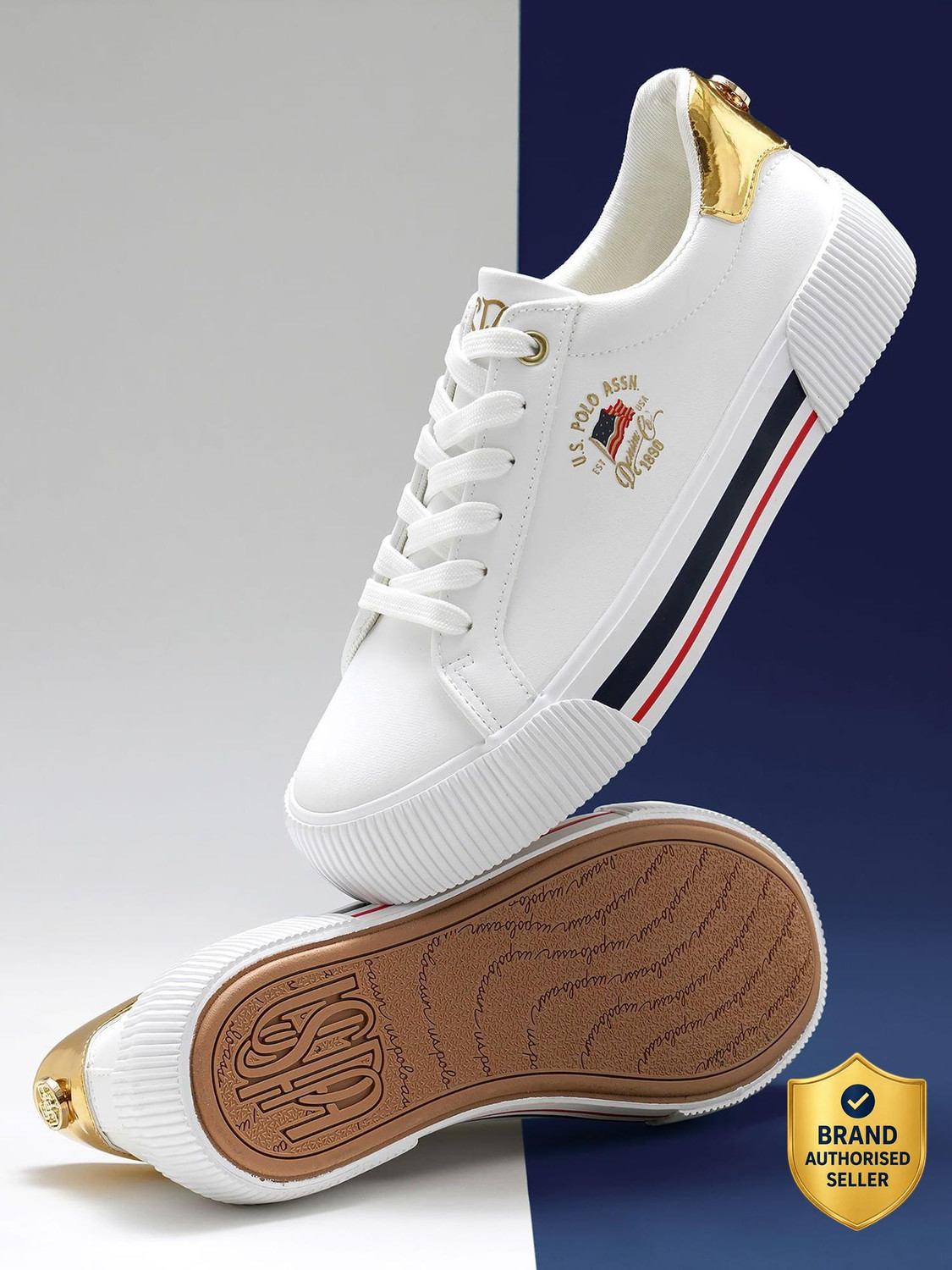 U.S. POLO ASSN. LIZZIE 3.0 Chunky Shoe Sneakers For Women (Off White , 5) - Image 1