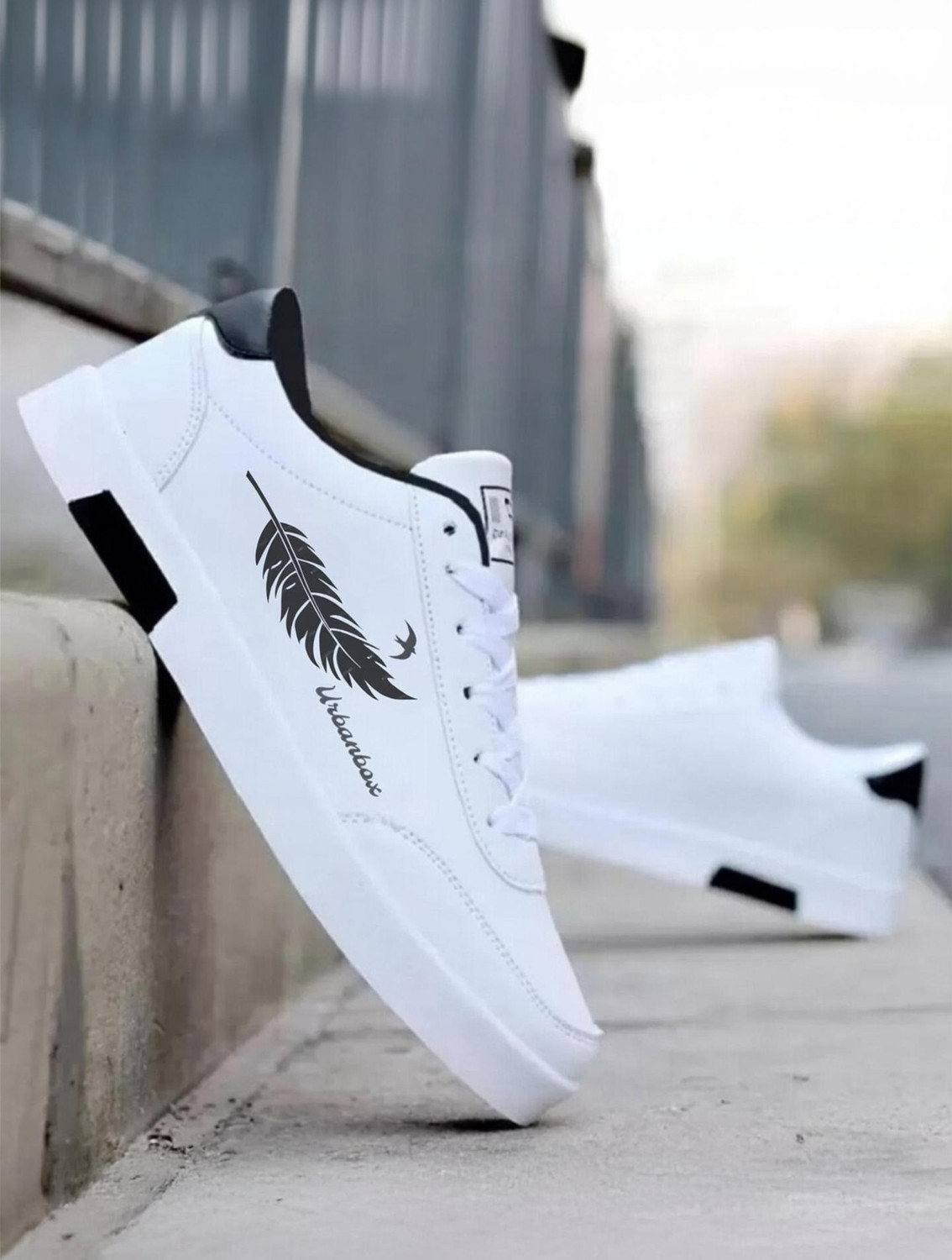 URBANBOX Men's Casual Outdoor Sneakers (White, Size 10) - Image 1