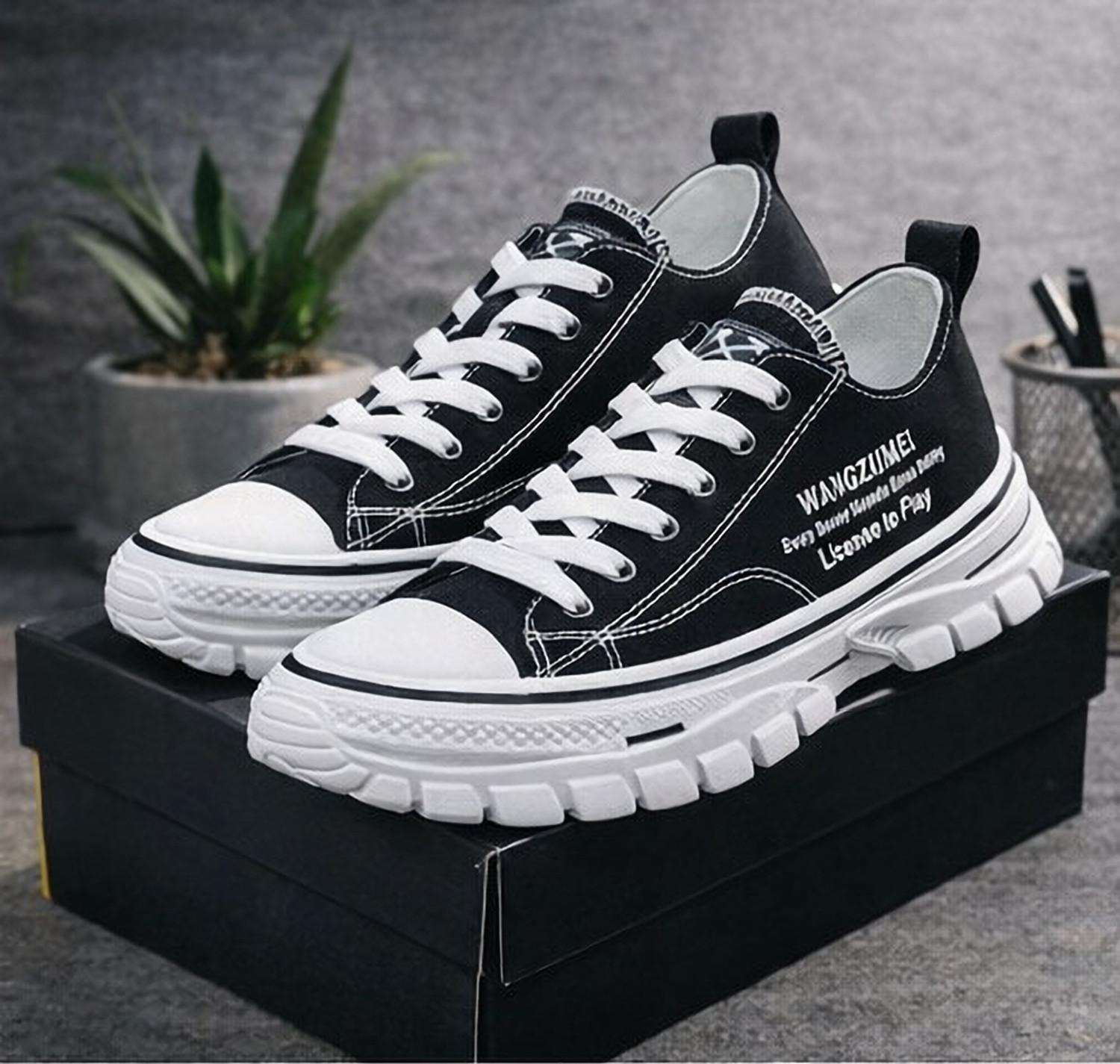 awakya Sneakers For Unisex (Black , 6) - Image 1