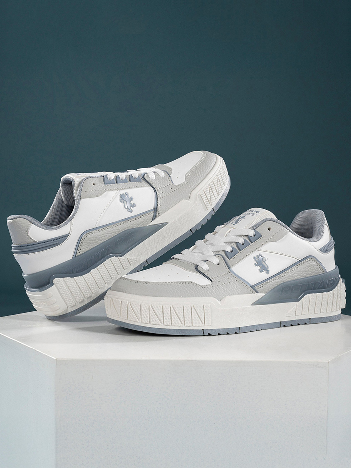 RED TAPE White Sneakers for Man | Lifestyle Casual Shoes for Boys | Sports Shoes Sneakers For Men (Blue, Grey , 6) - Image 1