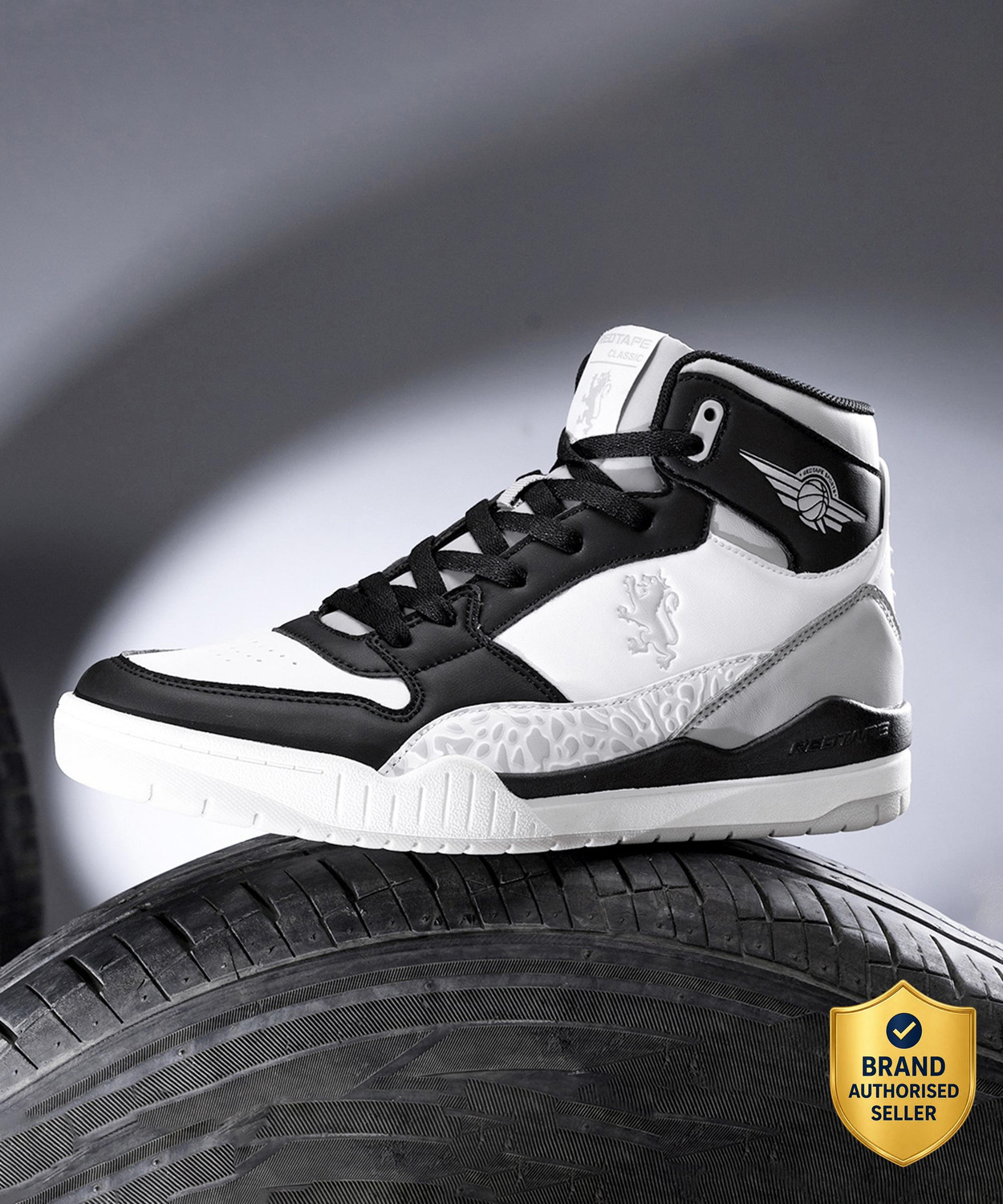 RED TAPE Casual Sneaker Shoes for Men (Black, White, 9) - Image 1
