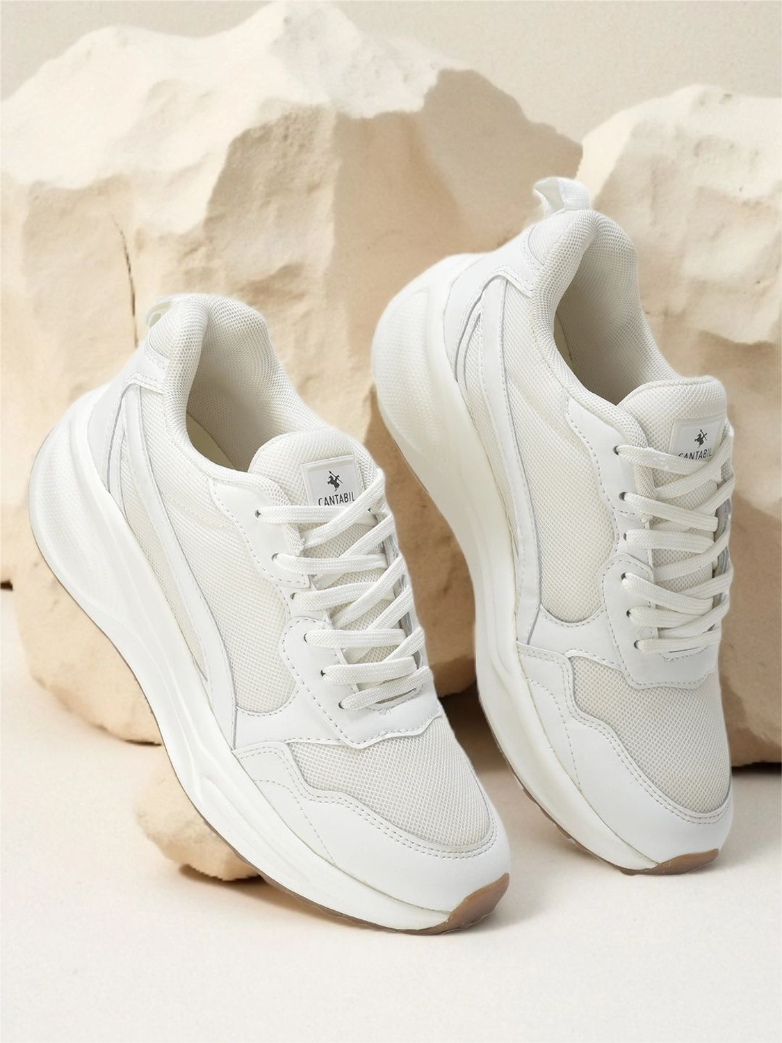 Cantabil Solid Casual Shoes for Men (White, 8) - Image 1