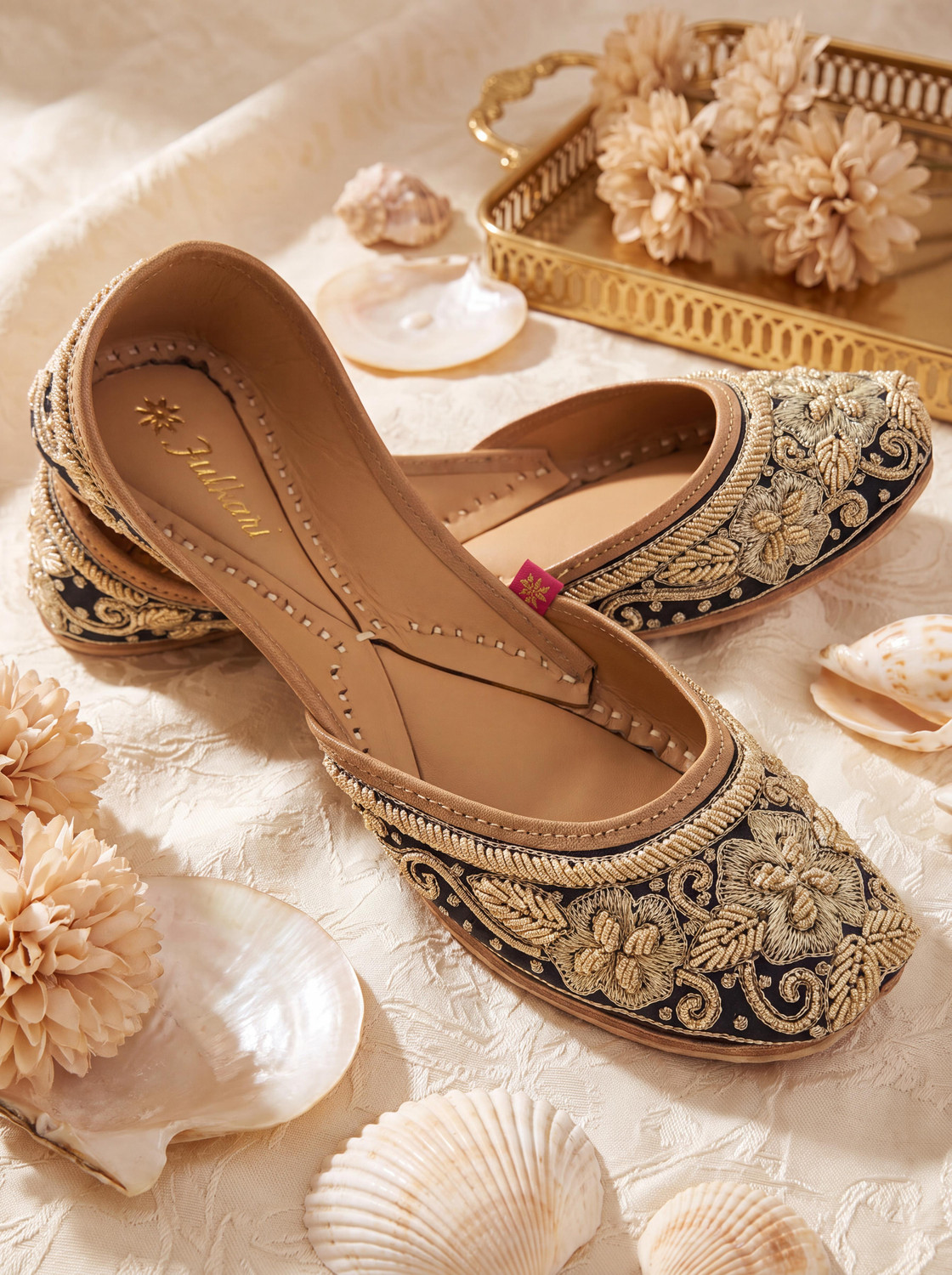 Fulkari Fulkari Women's Flower Embroidered Jutis Party Wear For Women - Image 1