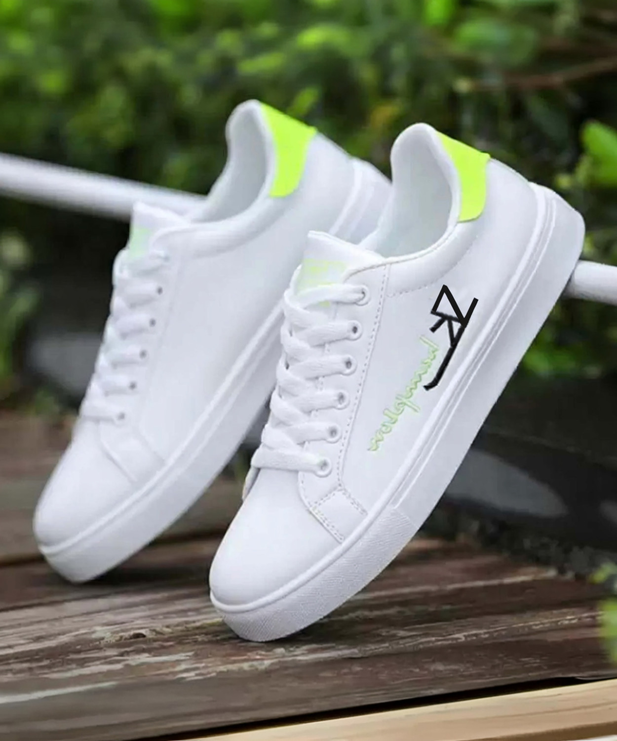 aadi Ultralightweight | Comfortable | Breathable Walking | Outdoor | Daily Use Sneakers For Men (White, Green , 7) - Image 1