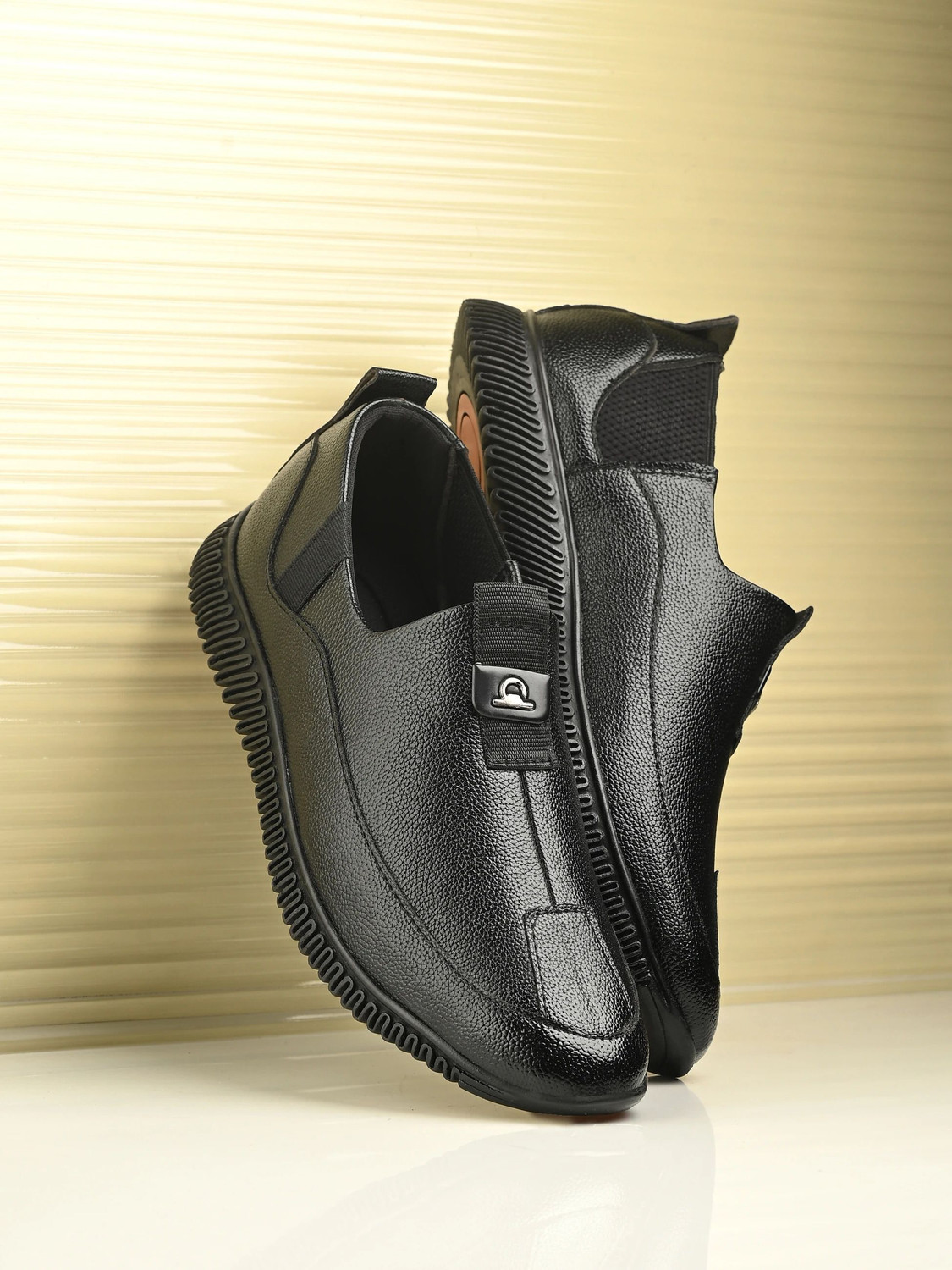 Server Men's PU Synthetic Leather Casuals For Men (Black , 8) - Image 1