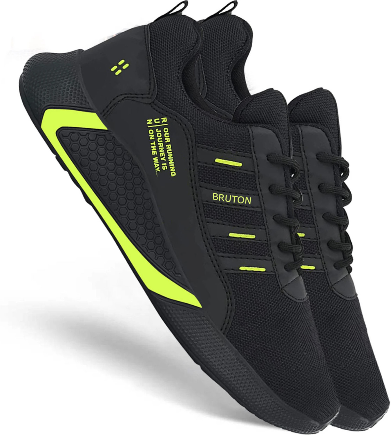 BRUTON Trendy Sports Running Shoes for Men (Black, 10) - Image 1