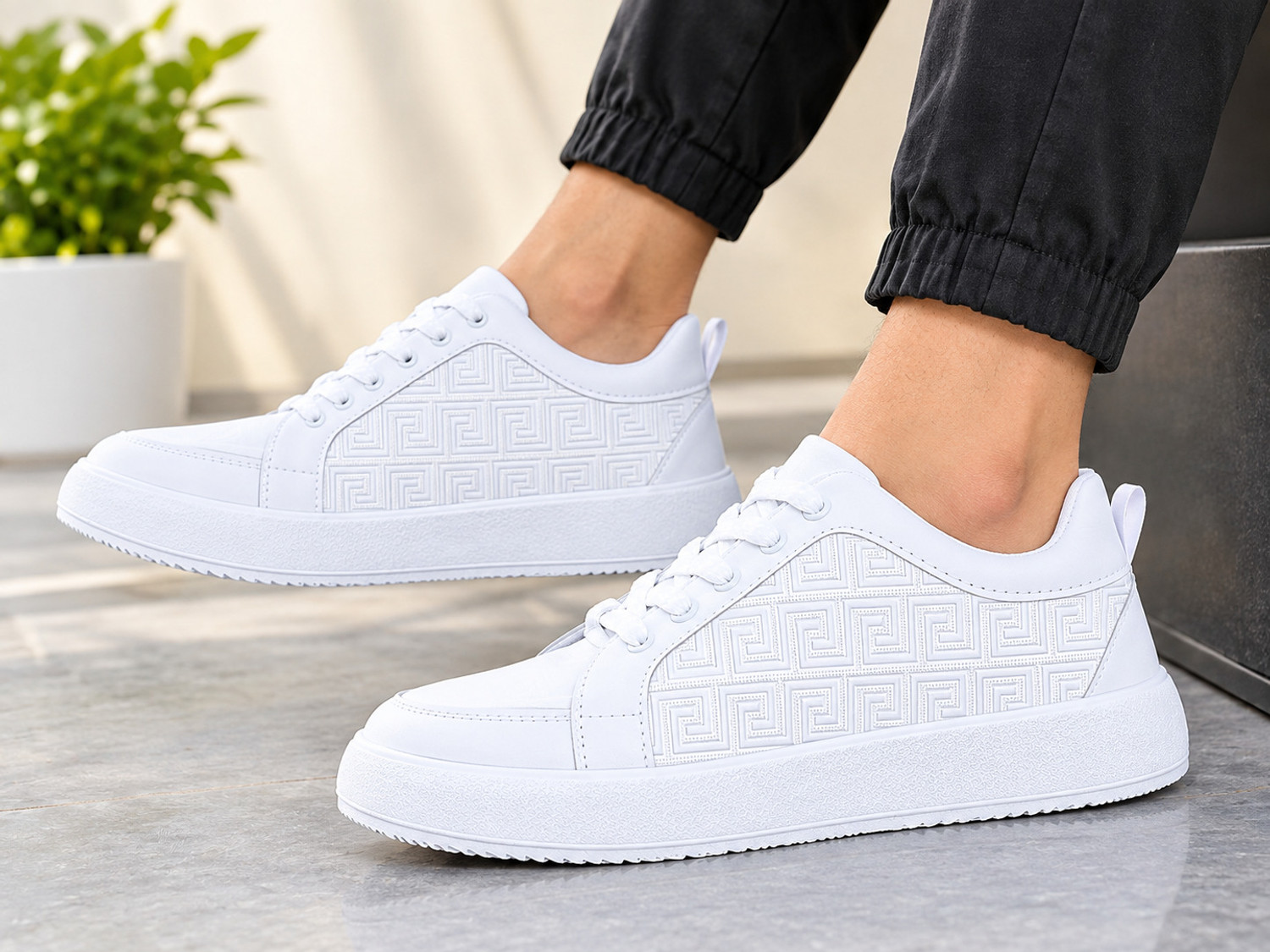 FooTken sneakers shoes Sneakers For Men (White , 6) - Image 1