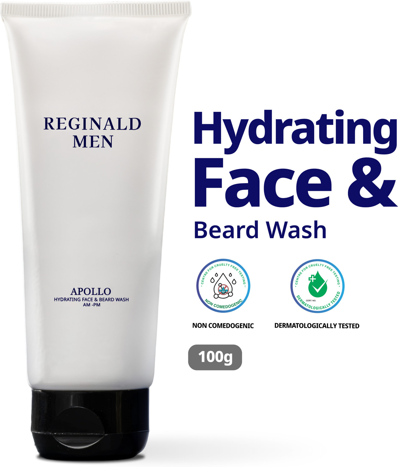 Reginald Men Hydrating Face & Beard Wash | Deep Clean, Acne & Tan Control with 8 Actives Face Wash (100 g) - Image 1