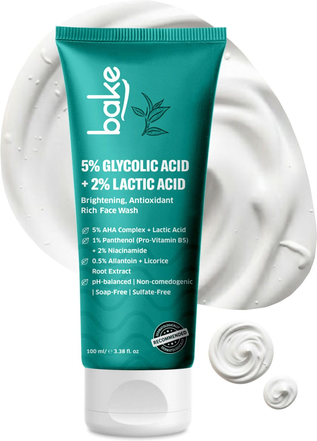 BAKE 2% Glycolic Acid for Dark Spots & Pigmentation | For Tan Removal & Dull Skin | Daily Brightening & Glowing - 100ml Face Wash (100 ml) - Image 1