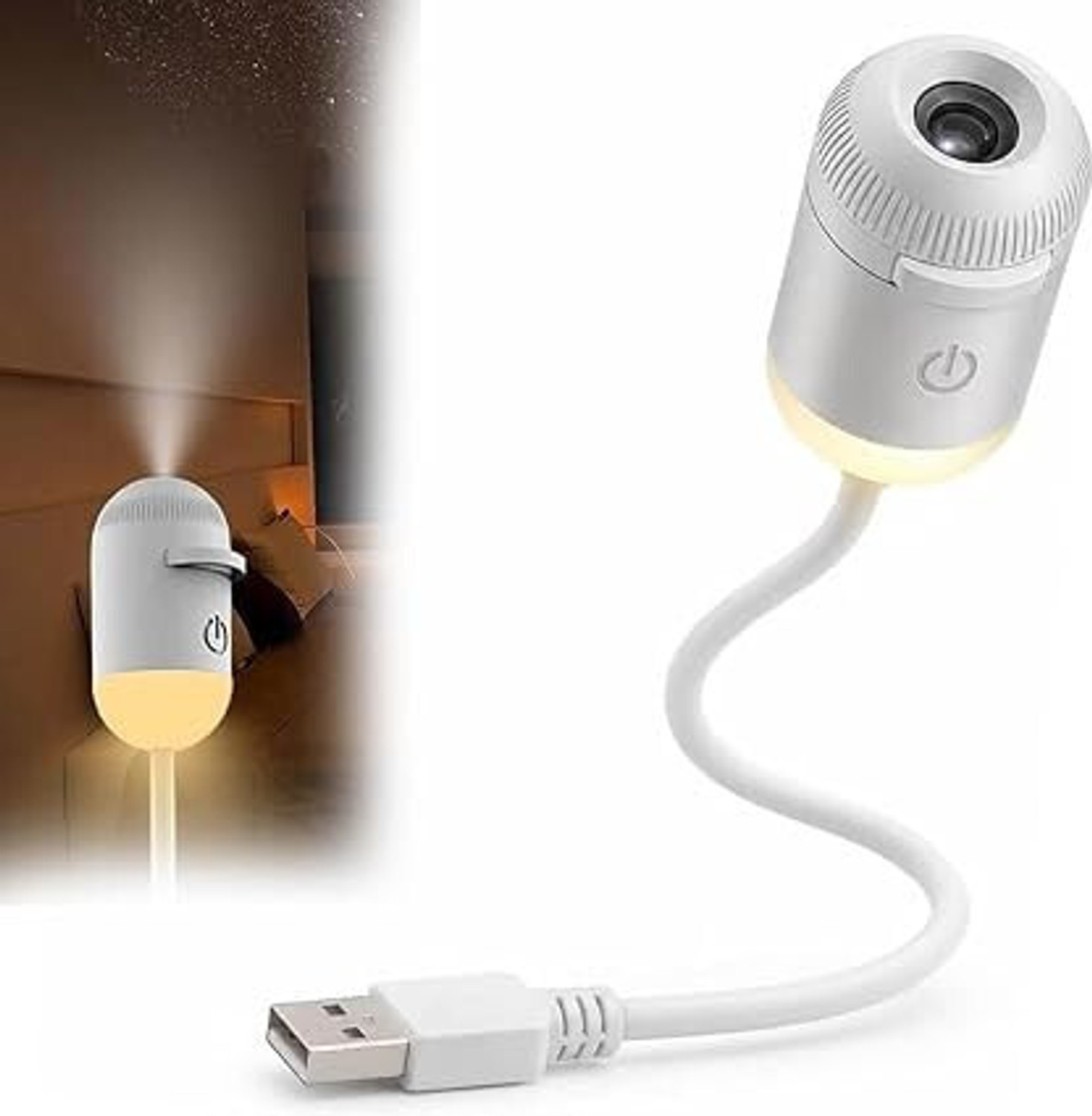 MCBAZEL Galaxy Projector Night Light, USB Portable Starry Sky Lamp for Bed & Kids Room (300 lm) Portable Projector (White) - Image 1