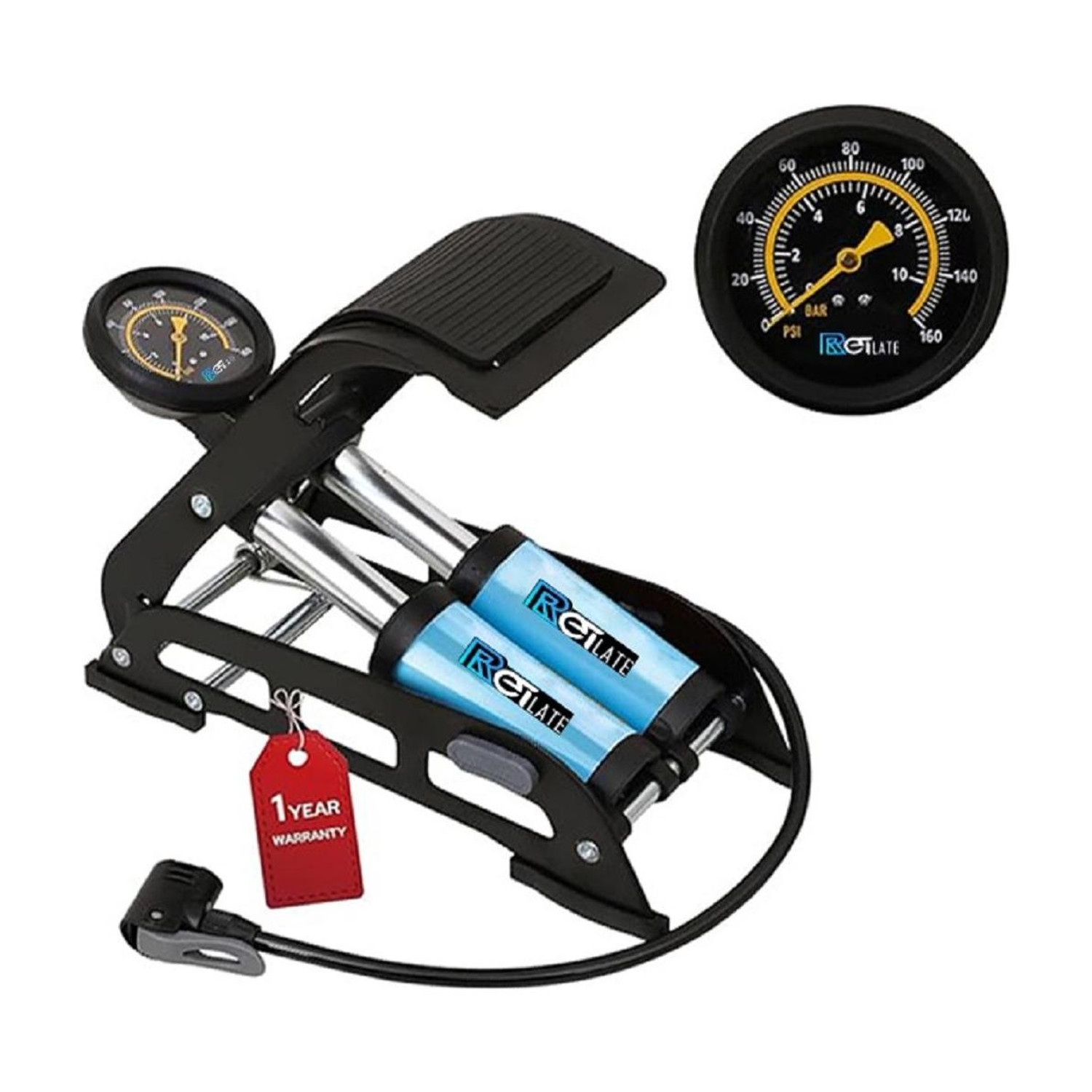 RETLATE 160 psi Tyre Air Pump for Car & Bike 160 psi Tyre Air Pump for Car & Bike
