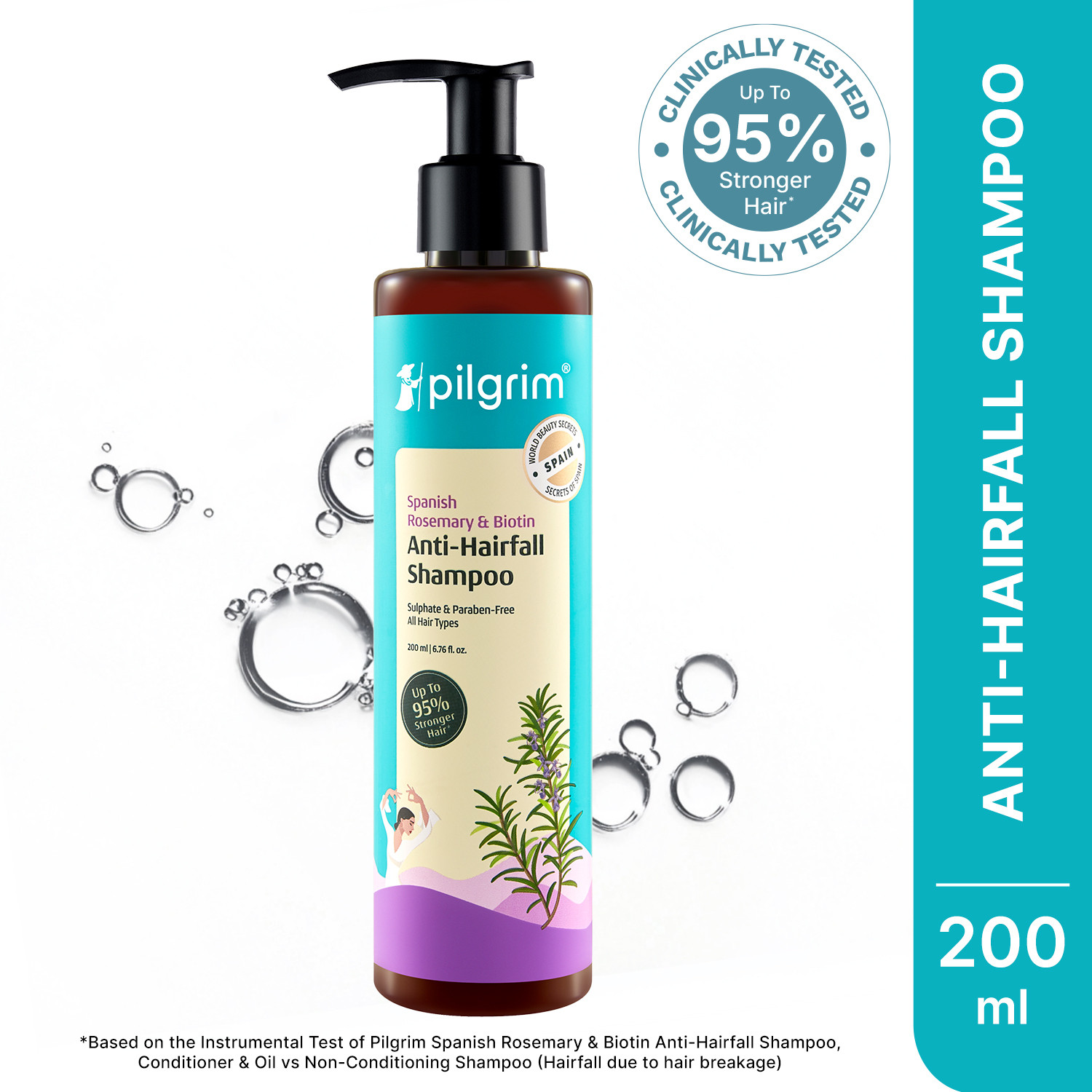 Pilgrim Spanish Rosemary Biotin Shampoo For Men & Women | Reduce Hair Loss & Breakage (200 ml) - Image 1