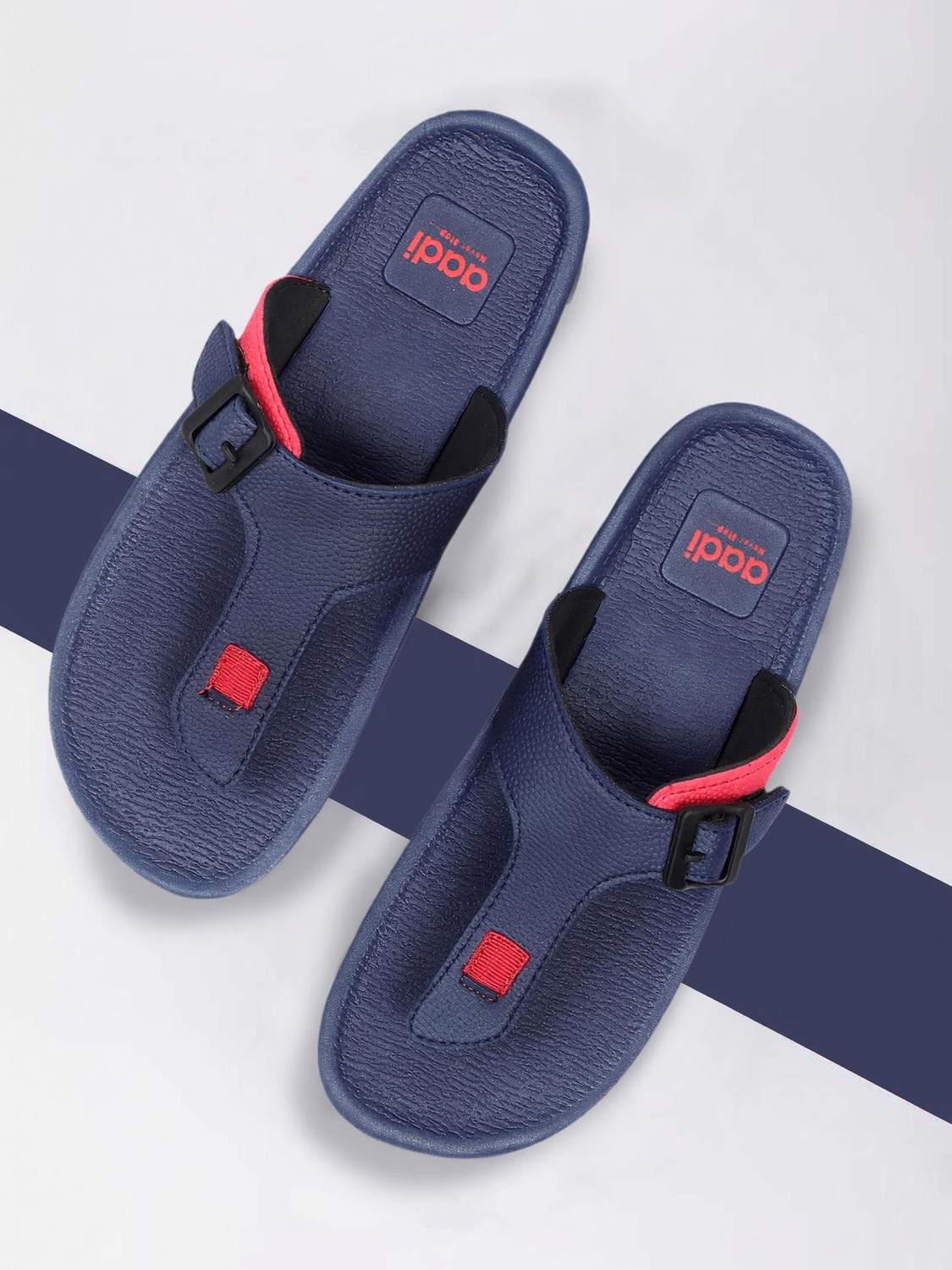 aadi Men Slippers Blue Red Size 10 - Image 1