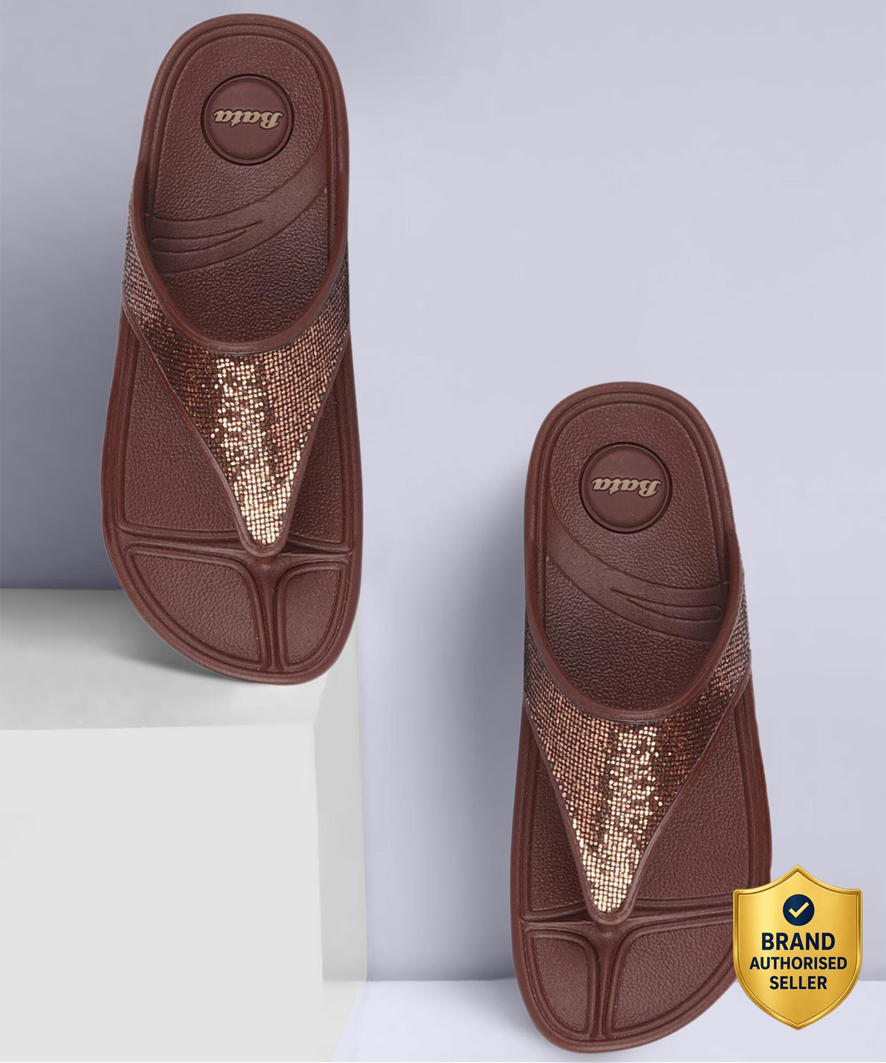 Bata Women's Brown Slippers (Size 5) - Image 1