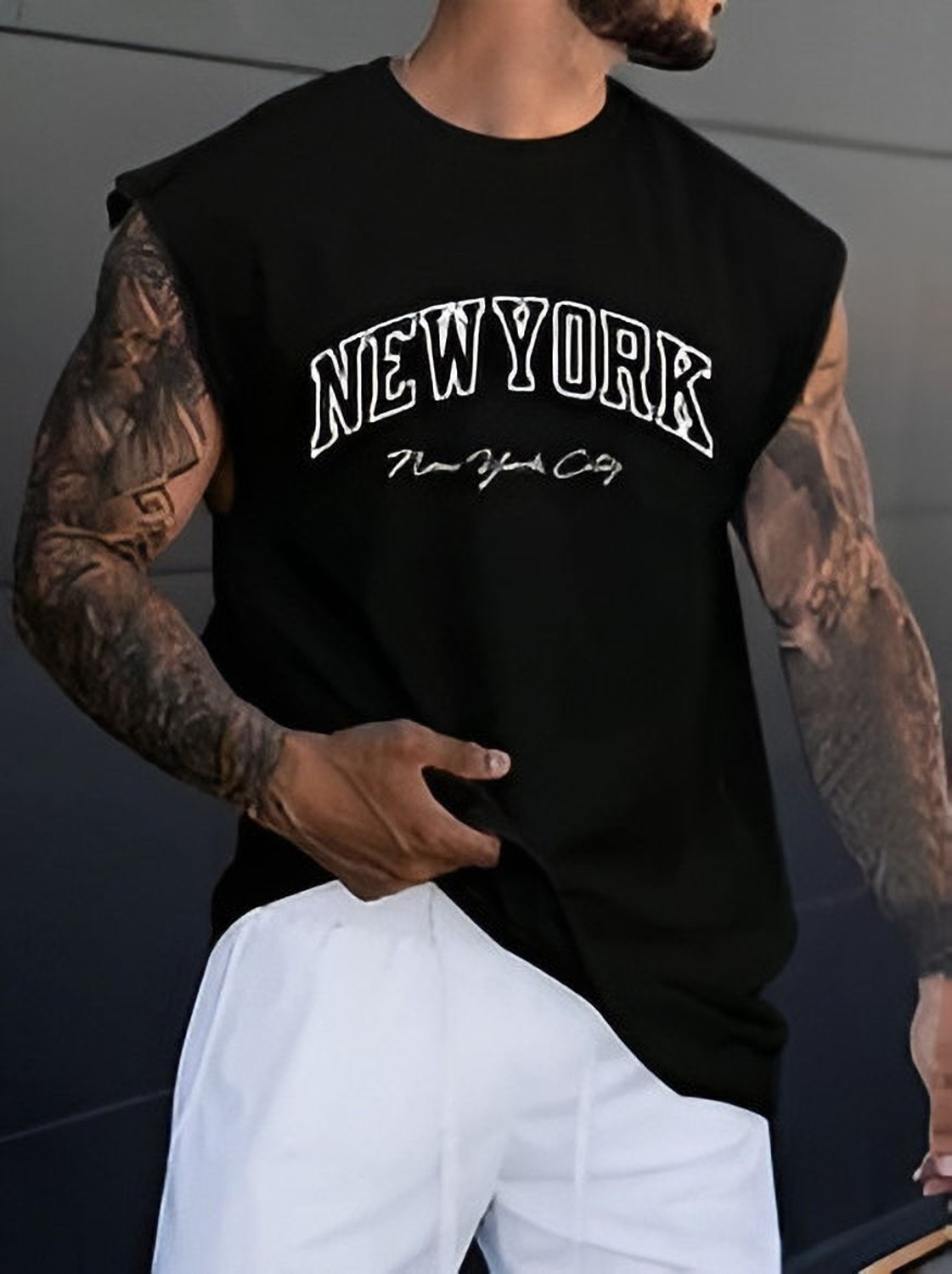 t-hustler Men's Cotton Gym Vest Printed Sleeveless Tank Top - Image 1