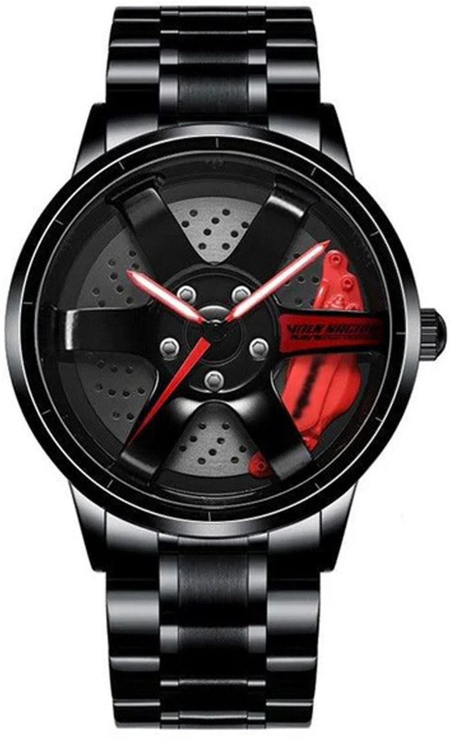 RealBuff Red Spinning Car Wheel Analog Watch for Men - Image 1