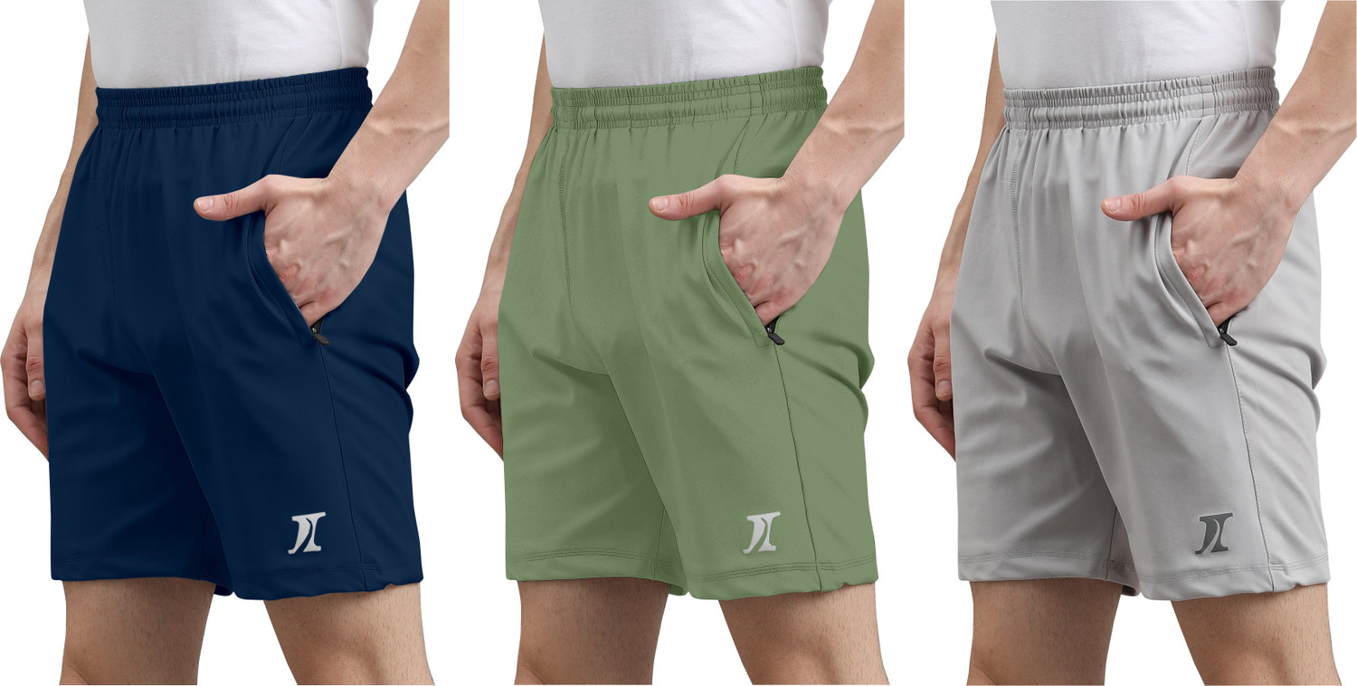 INDICLUB Pack of 3 Solid Men Casual Shorts - Image 1