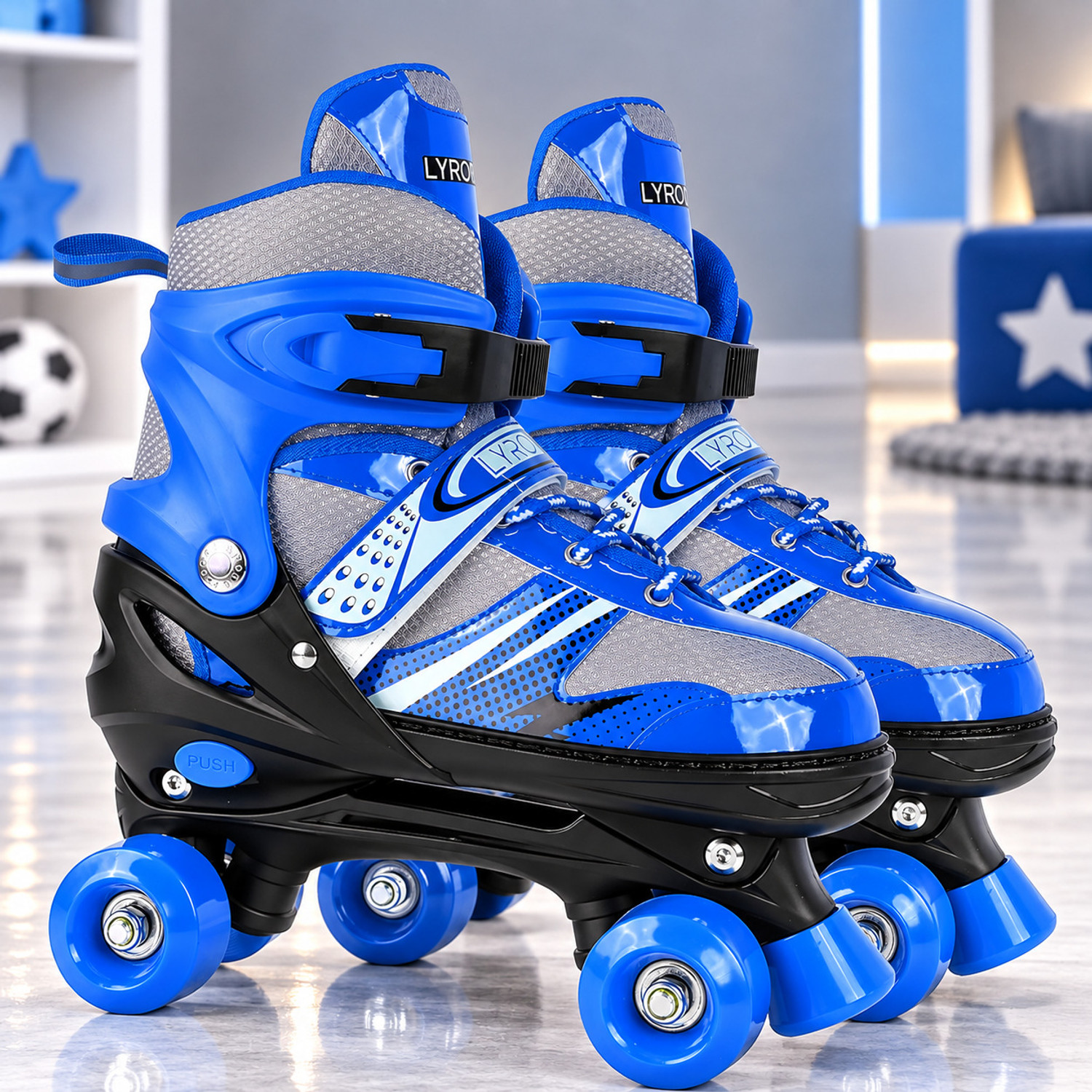 Elyvora Adjustable Skating Shoes for Kids, Black - Image 1
