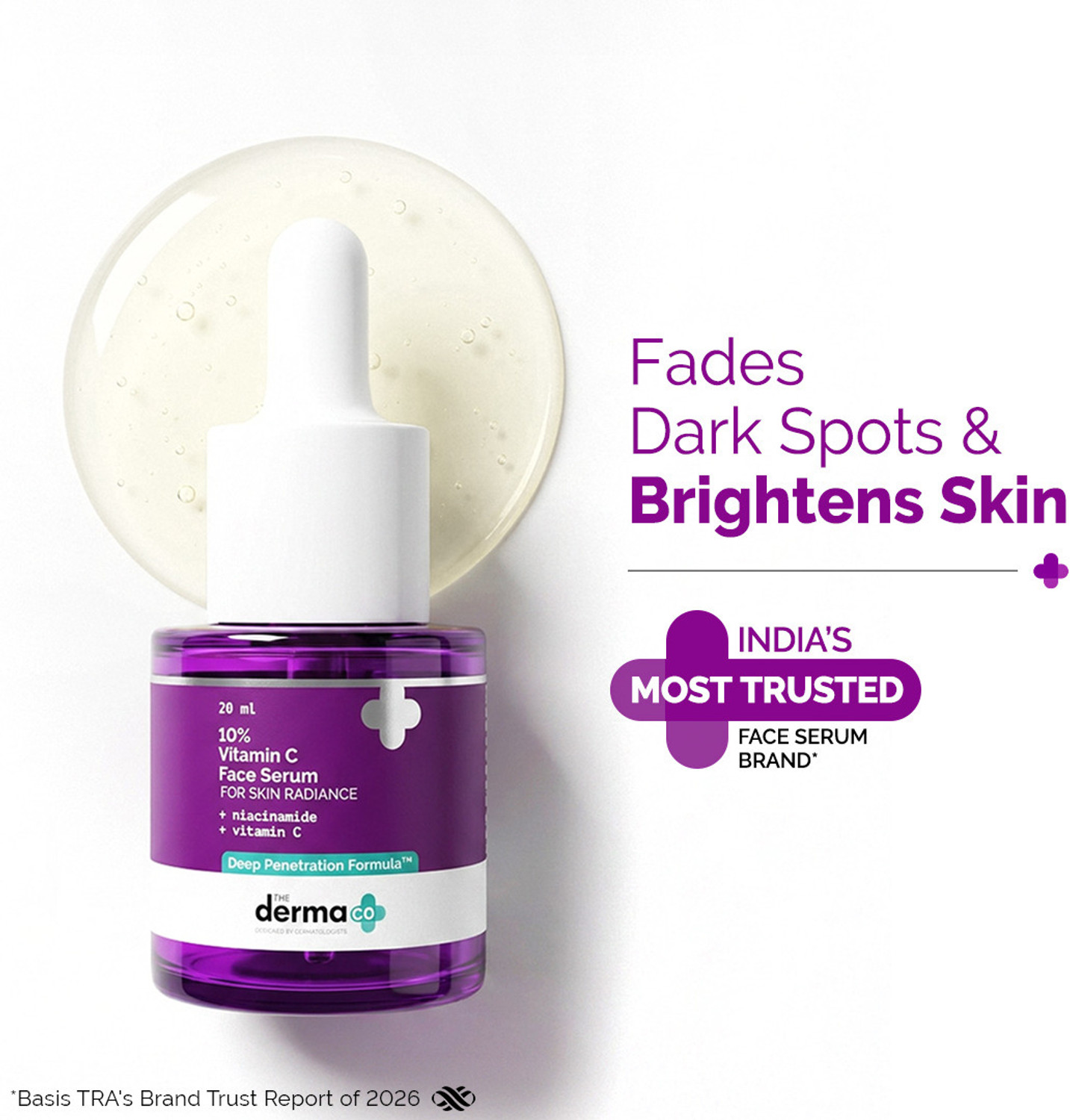 The Derma Co 10% Vitamin C Face Serum | With Vitamin C, 5% Niacinamide & Hyaluronic Acid | Fades Dark Spots | Reduces Pigmentation | Boosts Collagen | Brightens Skin | Suitable For All Skin Types | (30 ml) - Image 1