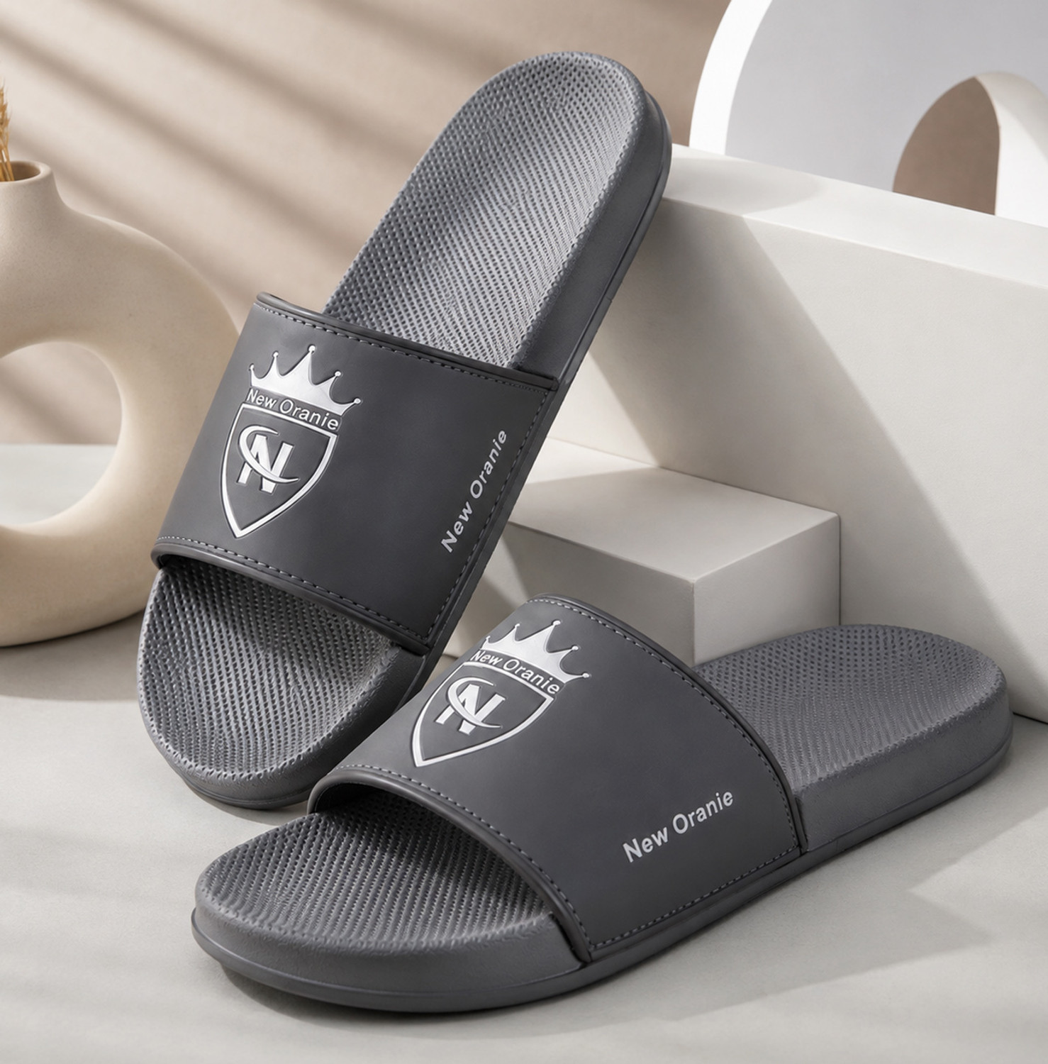 New Oranie Men Slides Grey Size 6 - Image 1