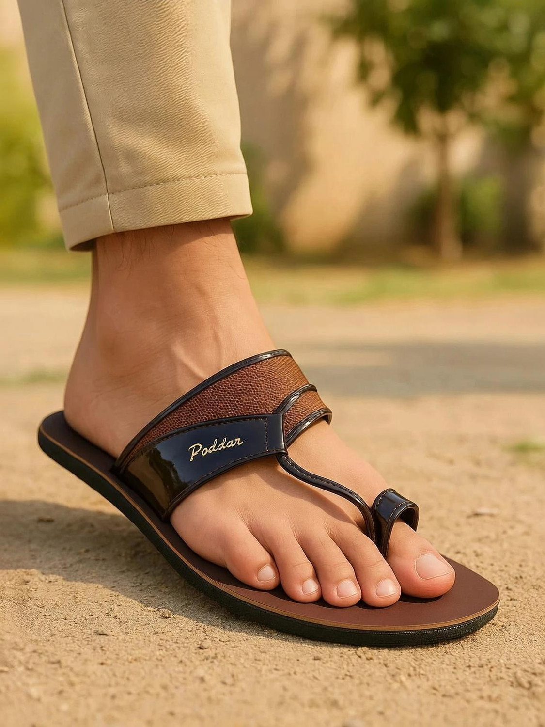 PODDAR Men Slippers Brown Size 9 - Image 1