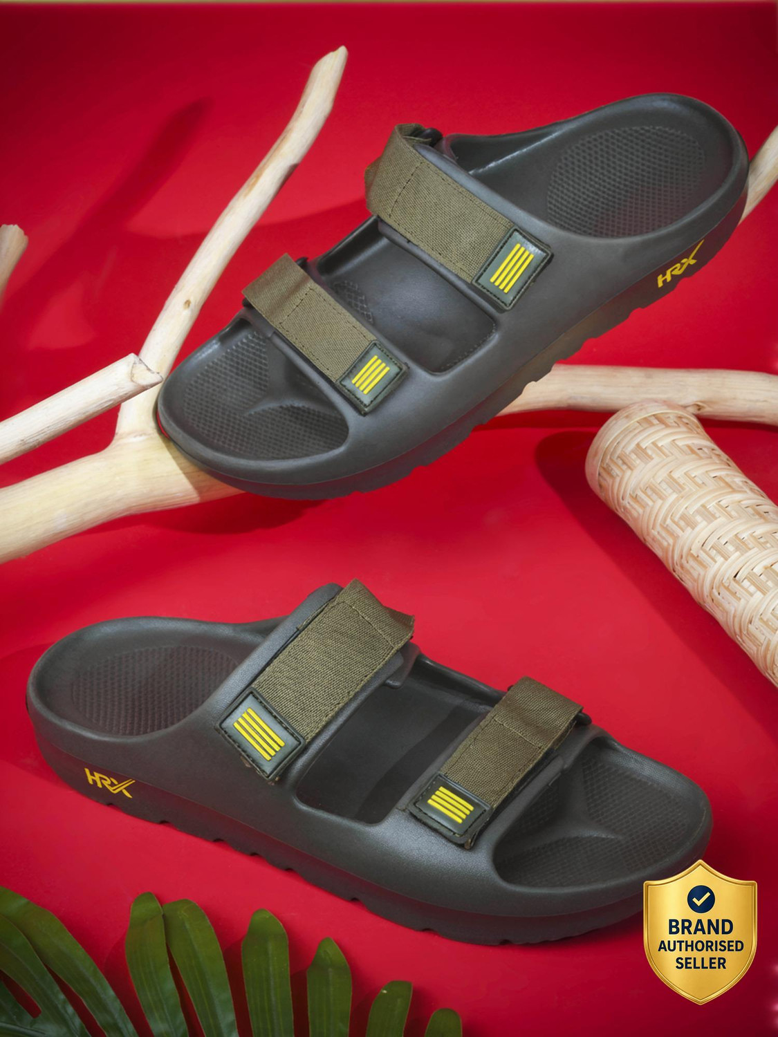 HRX by Hrithik Roshan HRX Men Slides Green Size 8 - Image 1