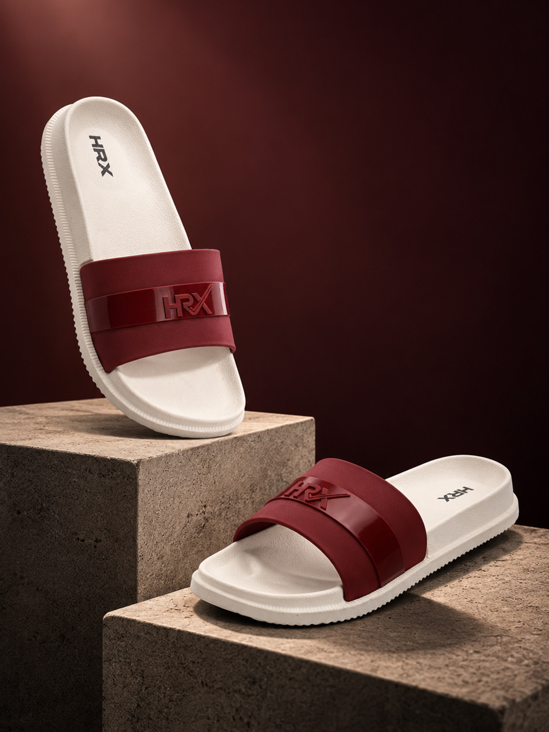 HRX by Hrithik Roshan HRX Men Slides Brown White Size 7 - Image 1