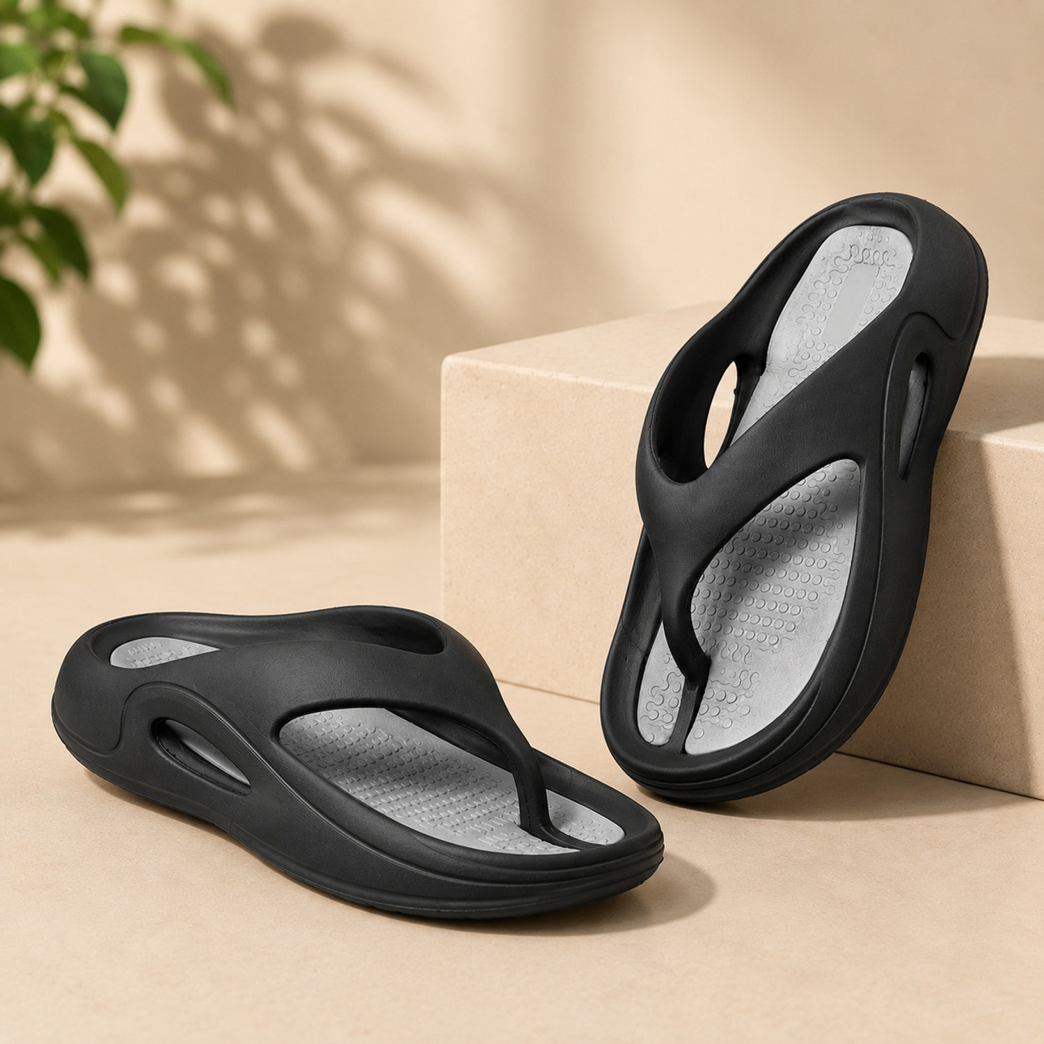 prouz Men Flip Flops (Black , 7) - Image 1