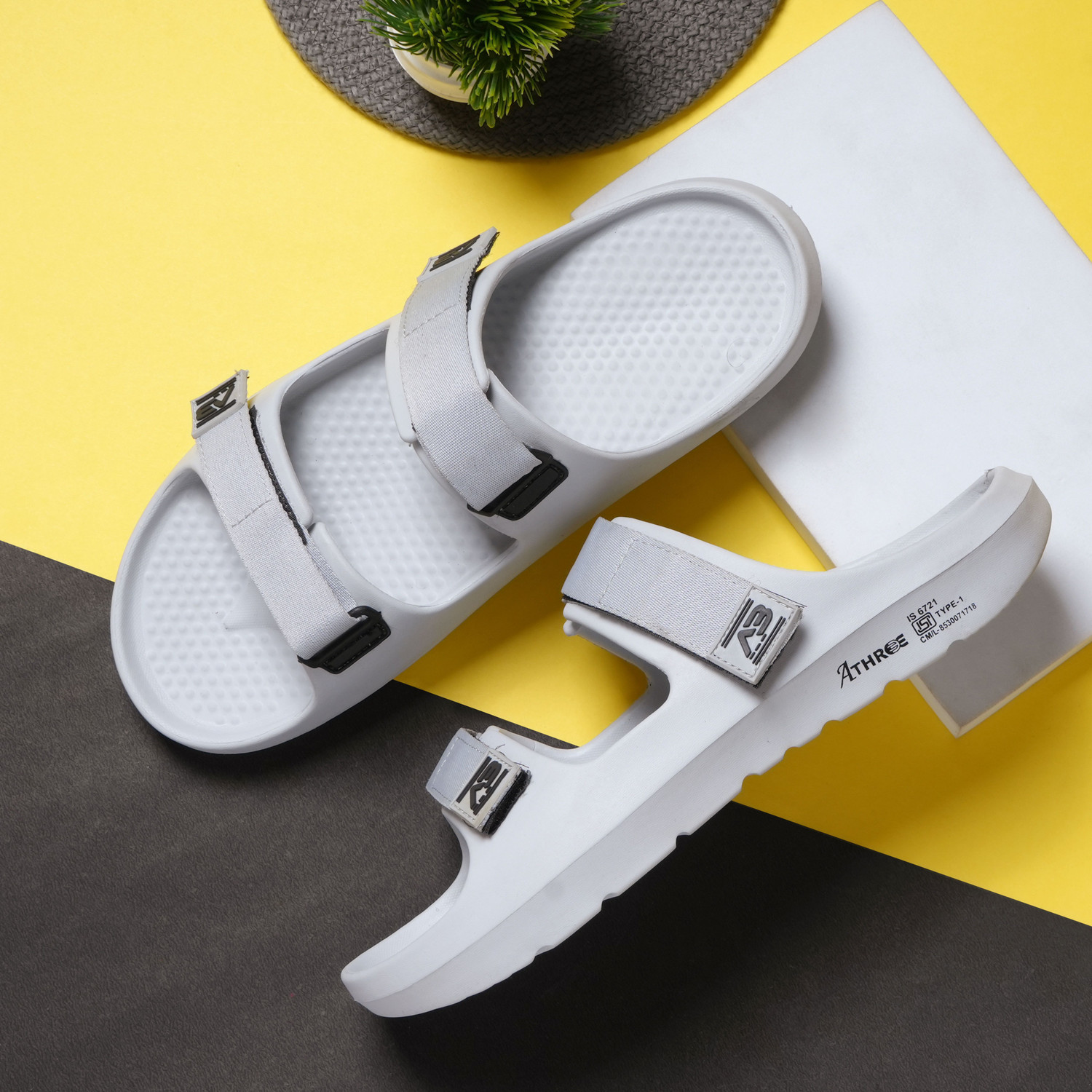 ATHREE Men Flip Flops Grey Size 11 - Image 1