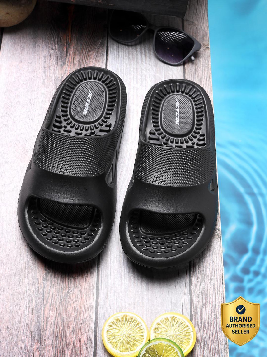 ACTION COOL-1004 Men's Breathable Casual Slides (Black, UK 6) - Image 1