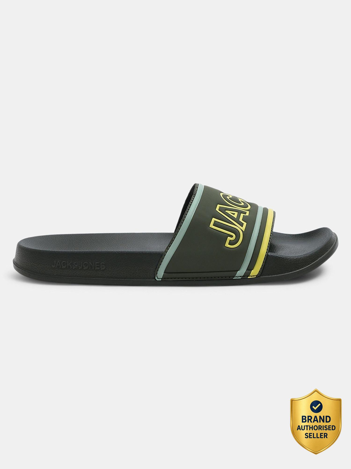 JACK & JONES Men Slides Green Black Size 9 - Image 1