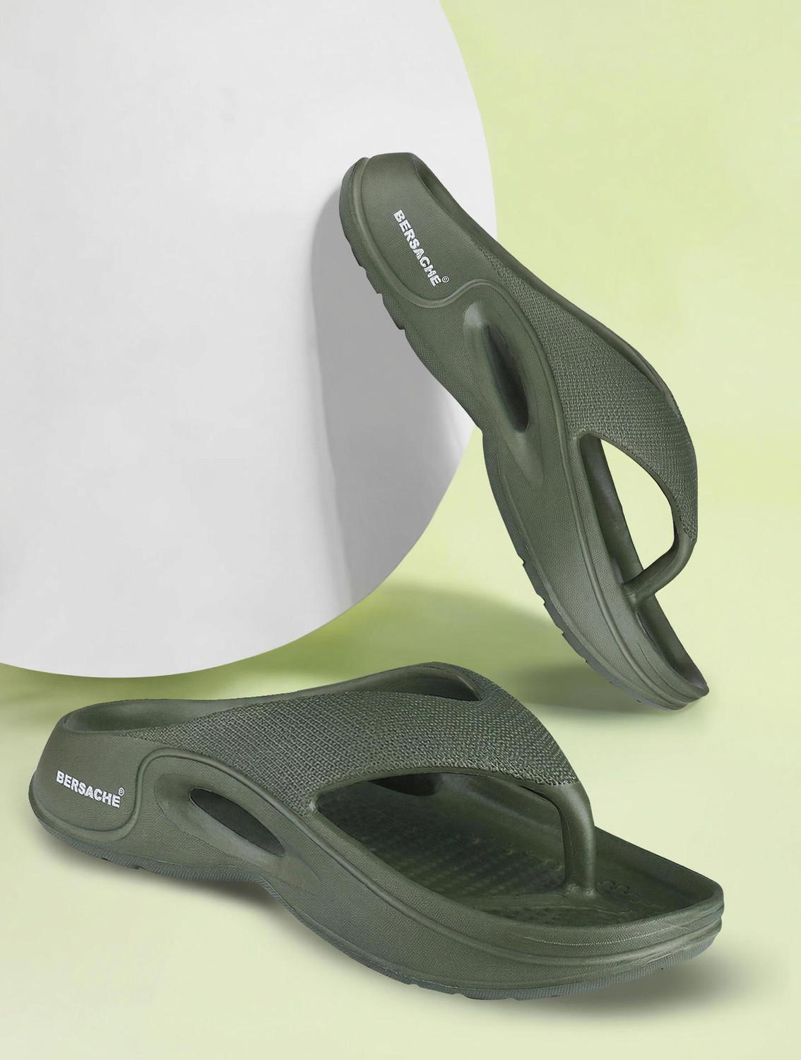 BERSACHE Men Slides (Green , 10) - Image 1