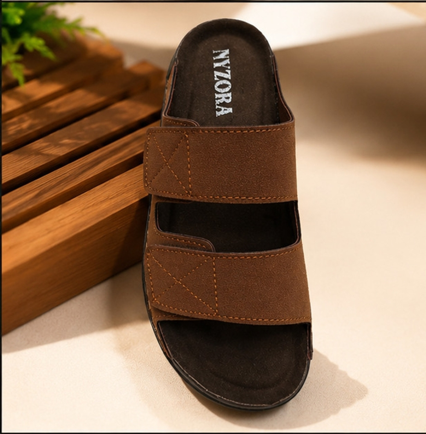 Nyzora Men Slides (Brown , 7) - Image 1