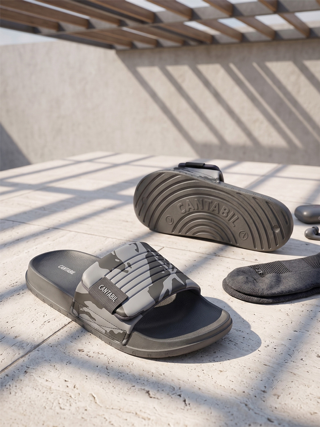 CANTABIL Men Slides Grey Size 8 - Image 1