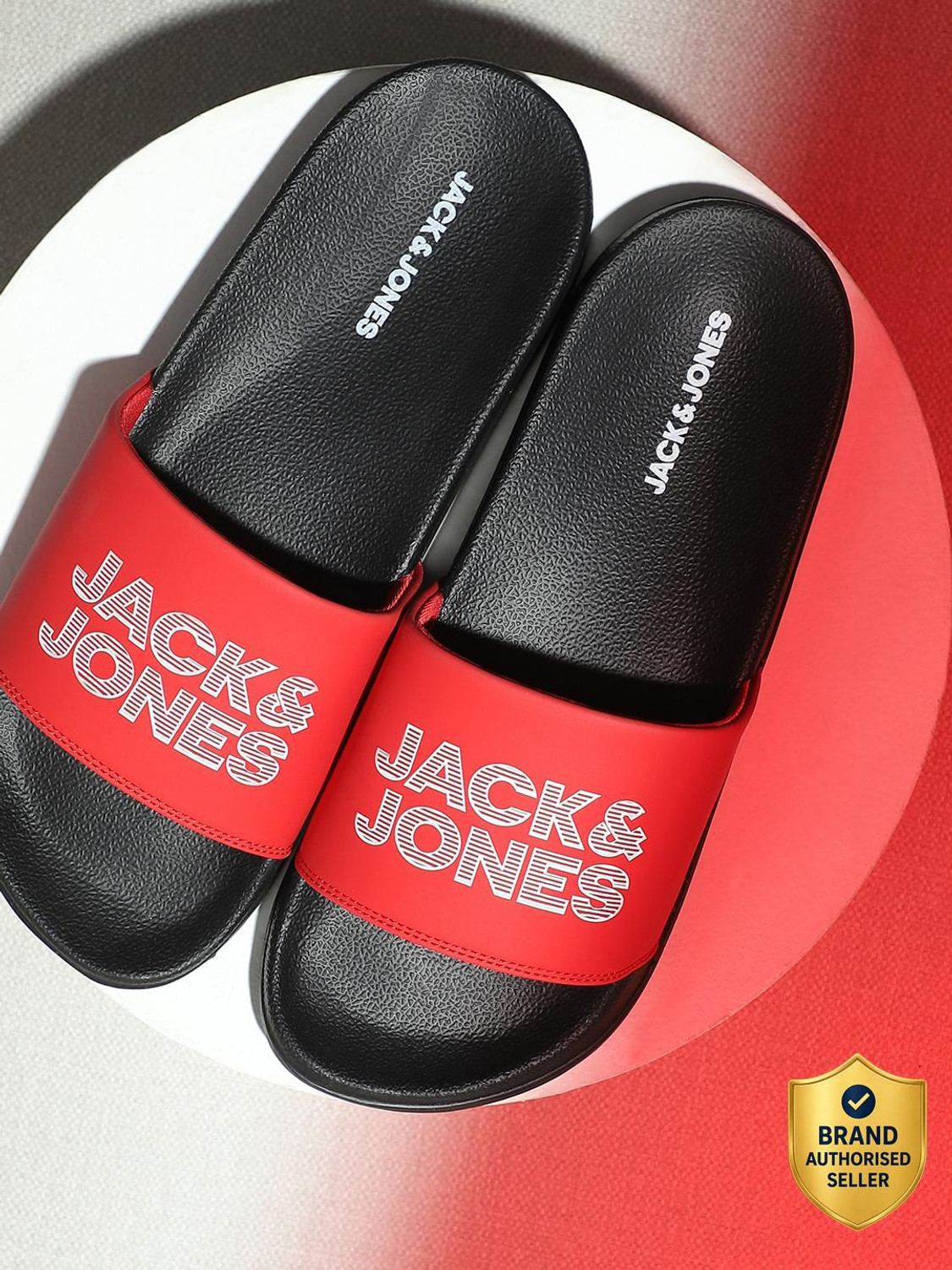 JACK & JONES Men Slides (Red , 8) - Image 1