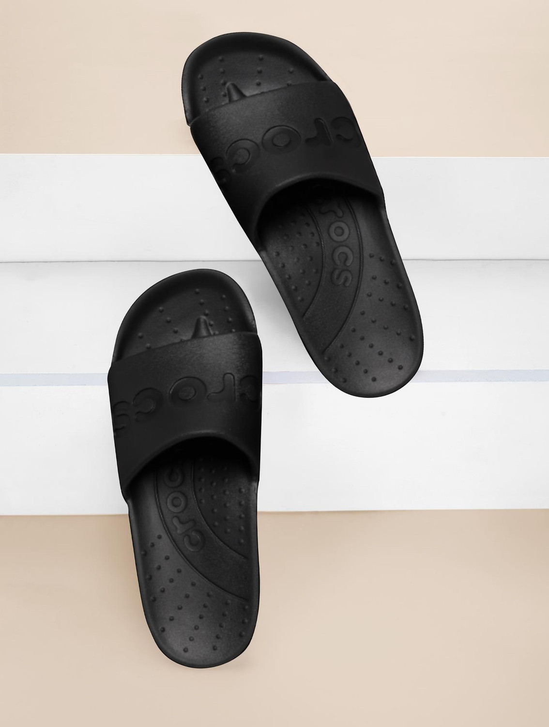 CROCS ESSENTIALS Unisex Slides (Black , 8 UK/India) - Image 1