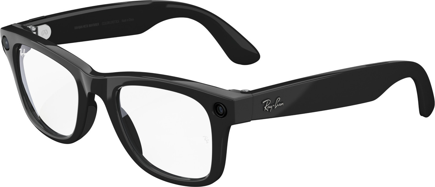 Ray-Ban Meta Wayfarer Gen 1 Smart Glasses (Shiny Black, Clear) - Image 1