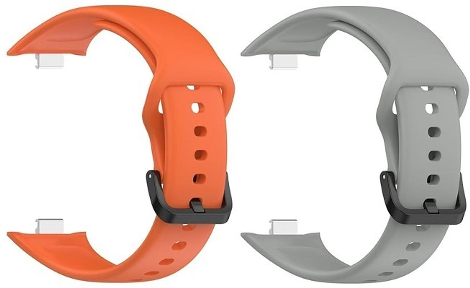 RUPELIK (Pack Of 2)Soft Silicone Watch Band Compatible with Redmi Watch Move Smart Watch Strap (Grey, Orange) - Image 1
